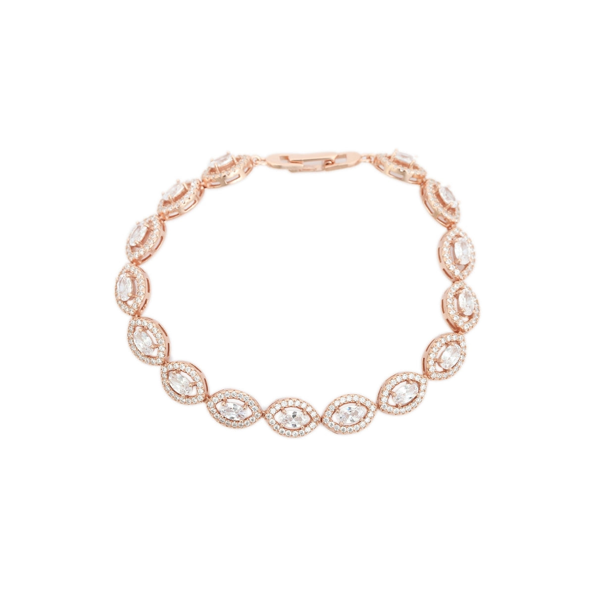 Rose Gold Tennis Bracelet for Women - Sparkling Oval Cut Cz Diamonds