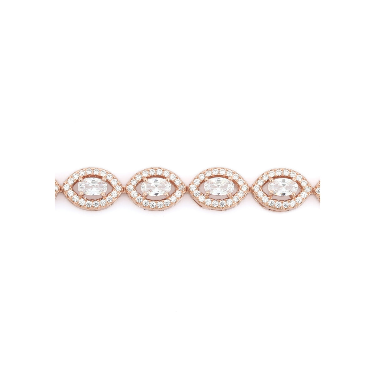 Rose Gold Tennis Bracelet for Women - Sparkling Oval Cut Cz Diamonds