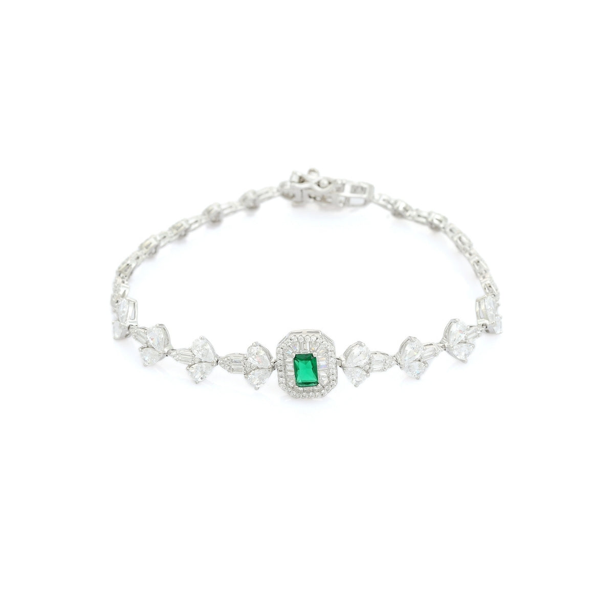 925 Silver Tennis Bracelets for Women - Emerald Cut Blue, Red, and Green CZ Diamonds