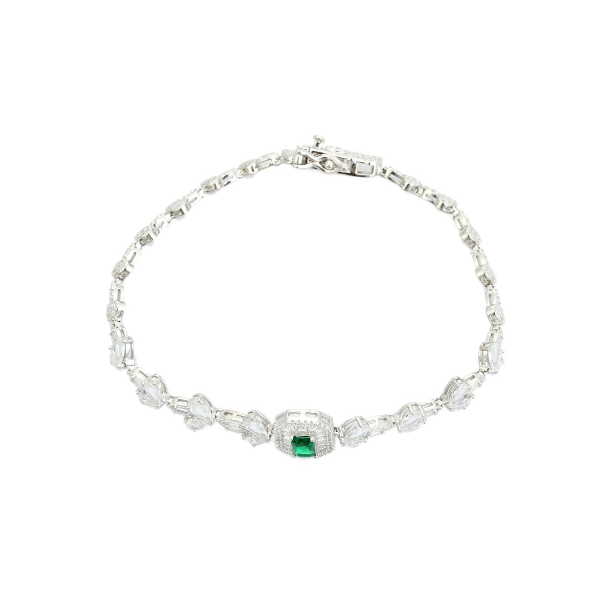 925 Silver Tennis Bracelets for Women - Emerald Cut Blue, Red, and Green CZ Diamonds