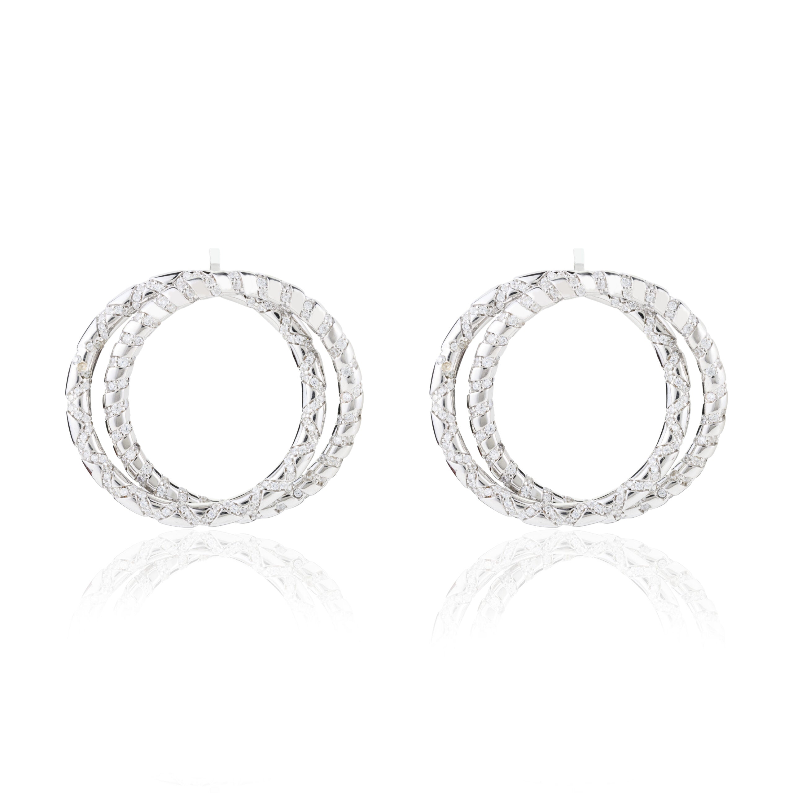 Double Circle Statement Studs in Silver finish