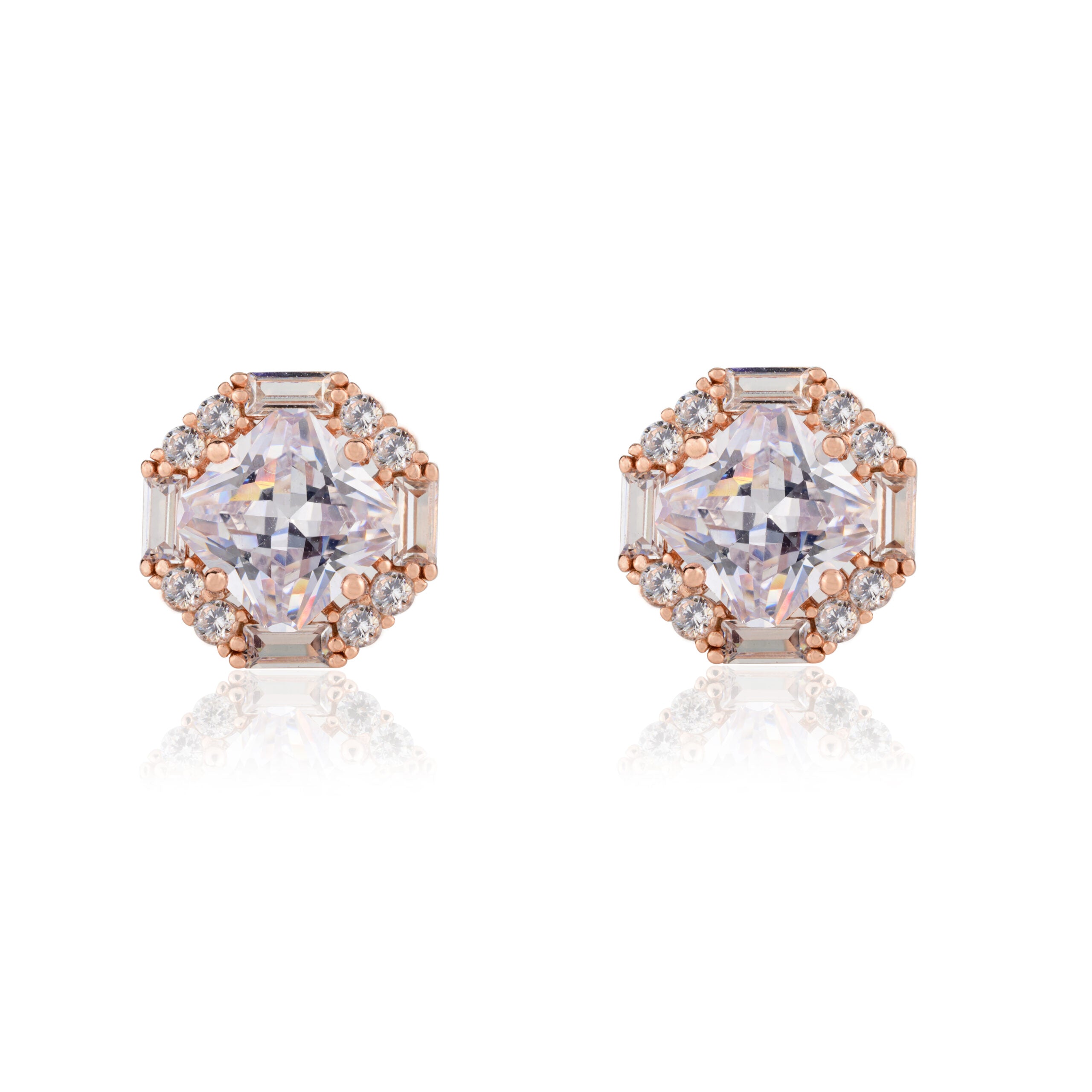 Diamond Studs in Rose Gold Finish