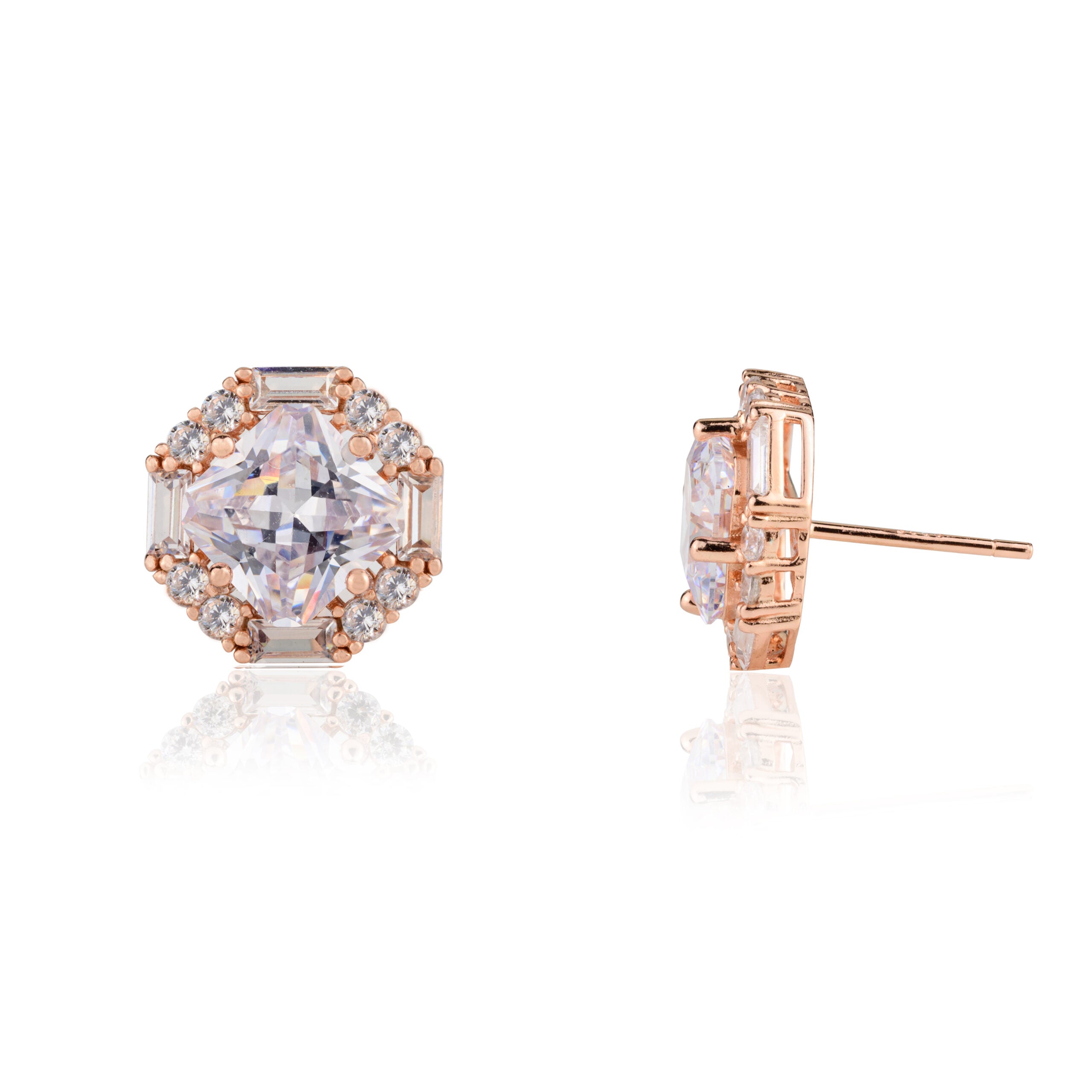 Diamond Studs in Rose Gold Finish