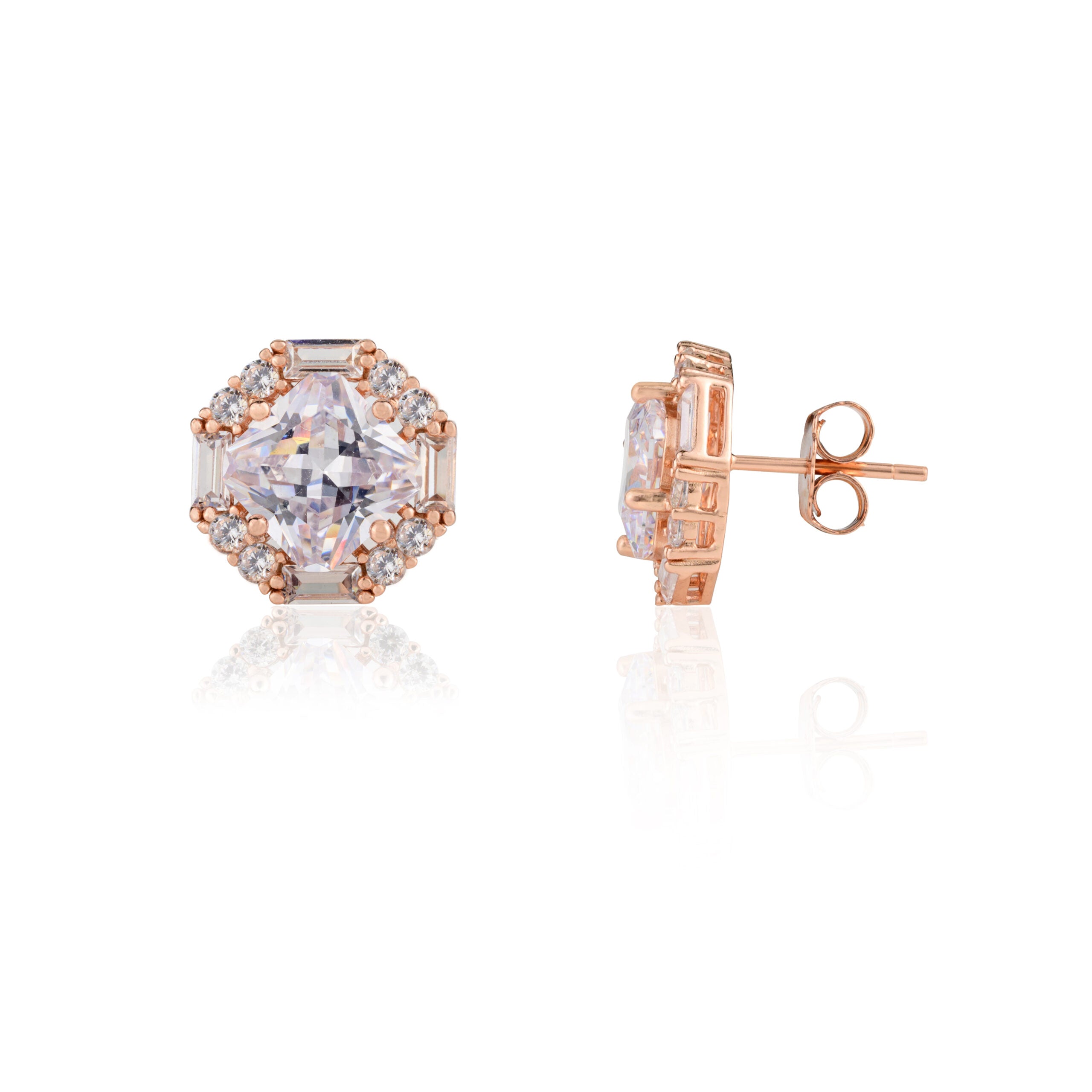 Diamond Studs in Rose Gold Finish