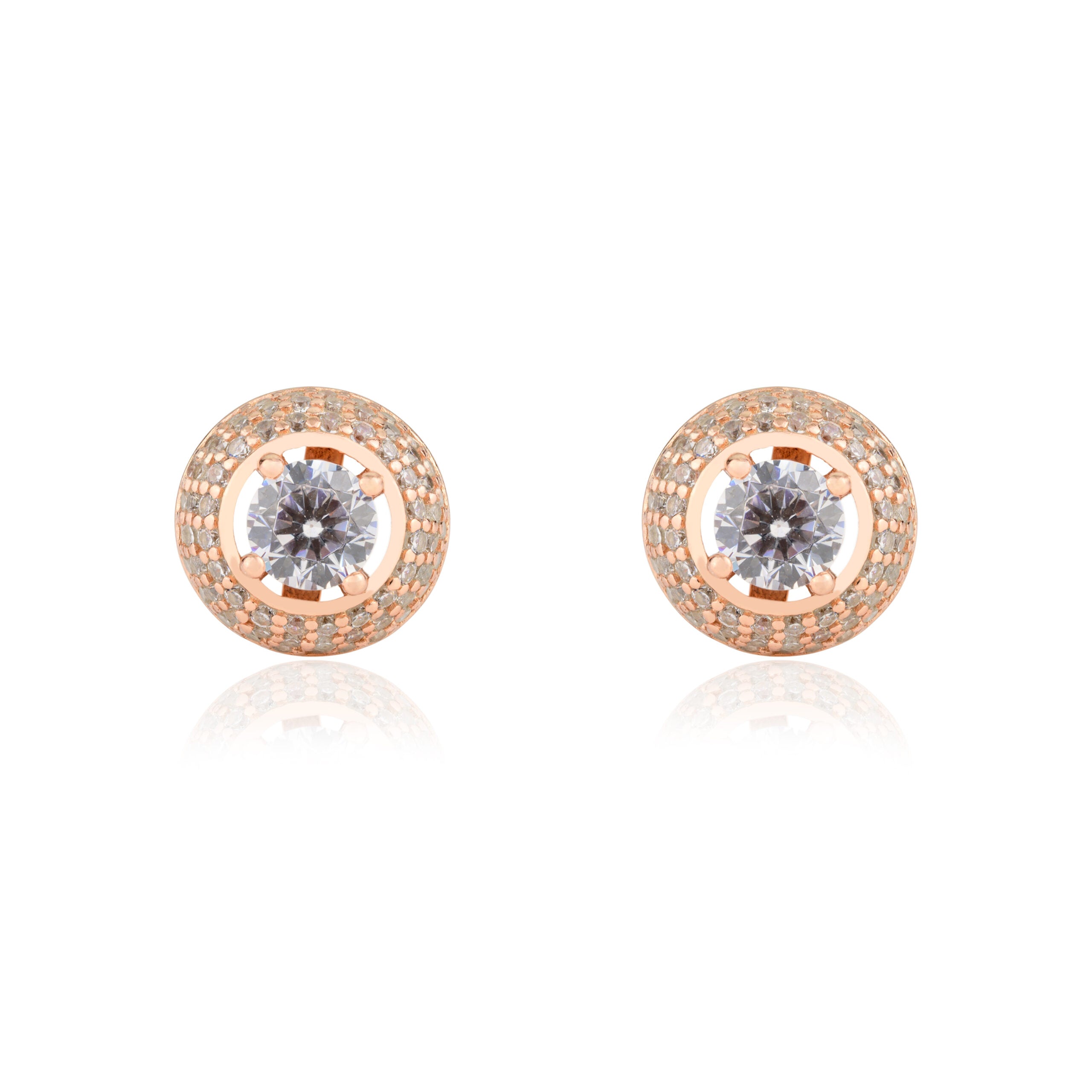 Classic Rose Gold Finish Diamond Solitaire Dainty Studs