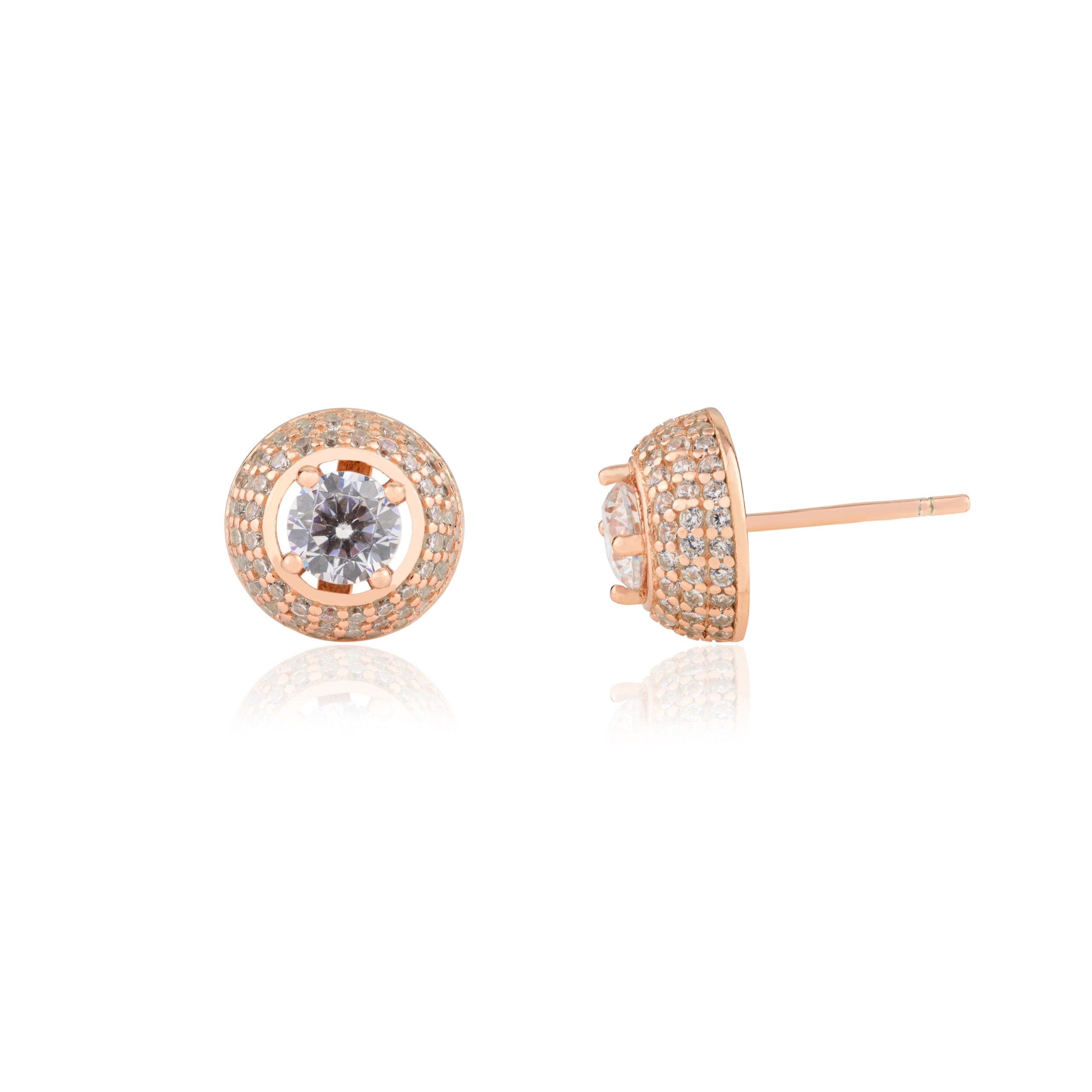 Classic Rose Gold Finish Diamond Solitaire Dainty Studs