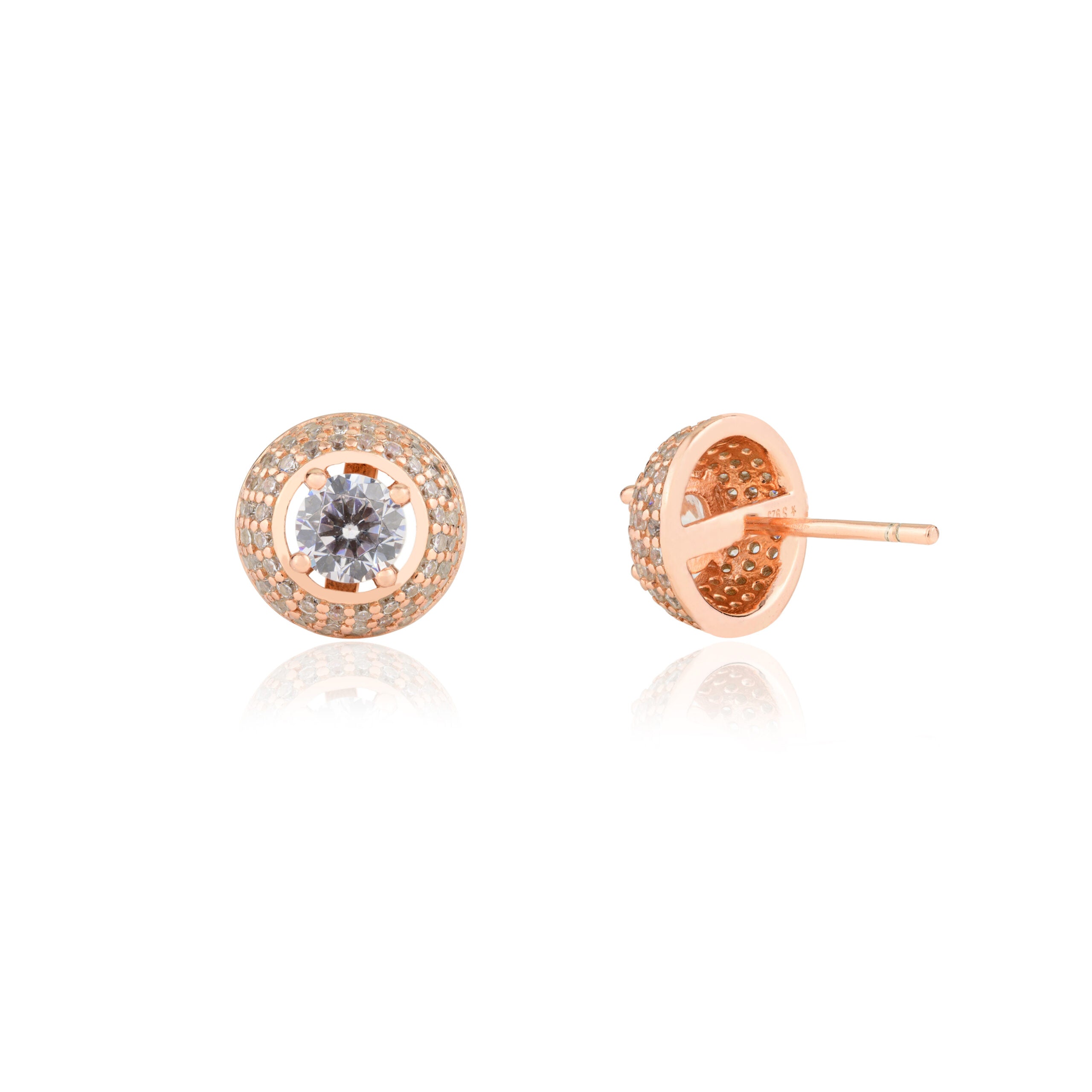 Classic Rose Gold Finish Diamond Solitaire Dainty Studs