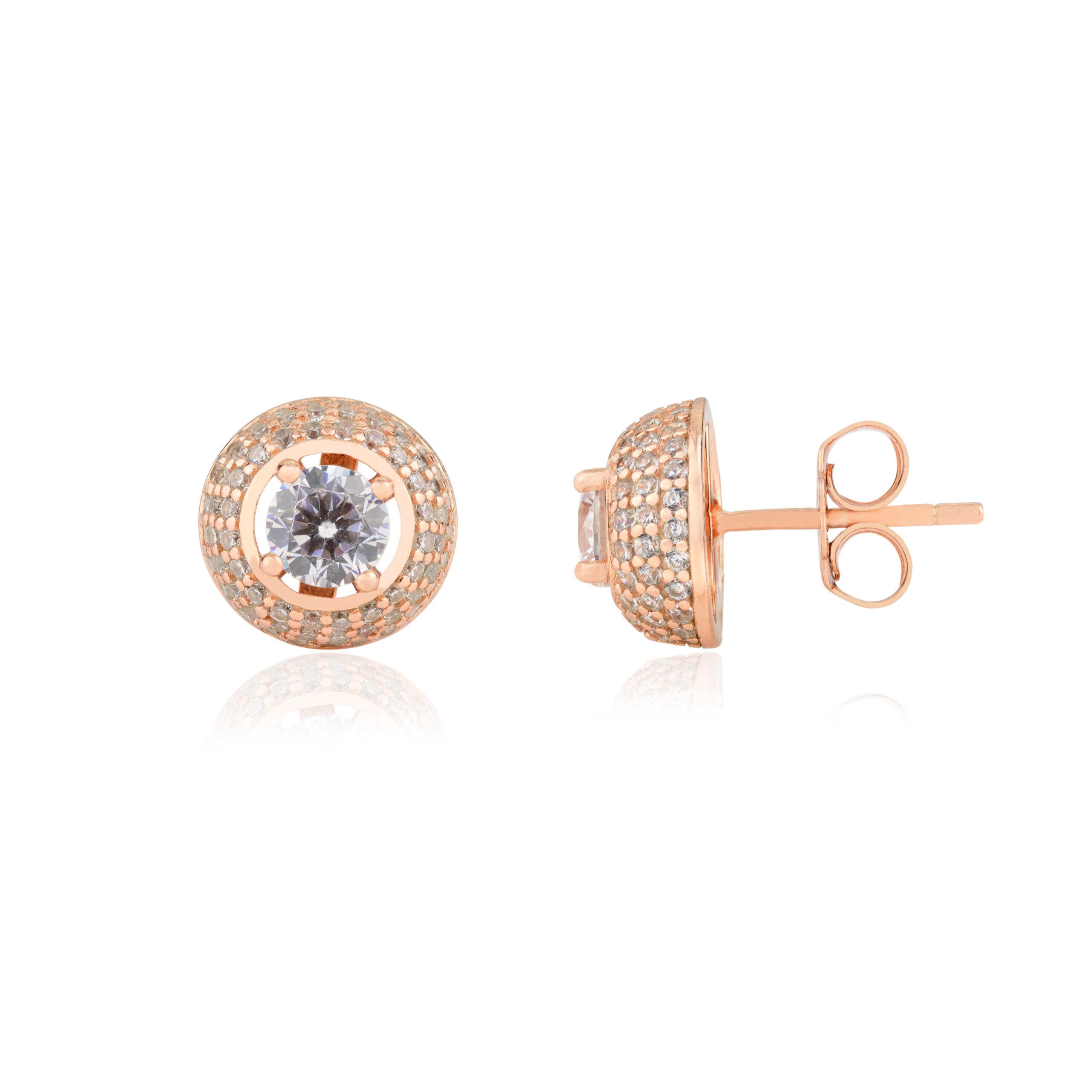 Classic Rose Gold Finish Diamond Solitaire Dainty Studs