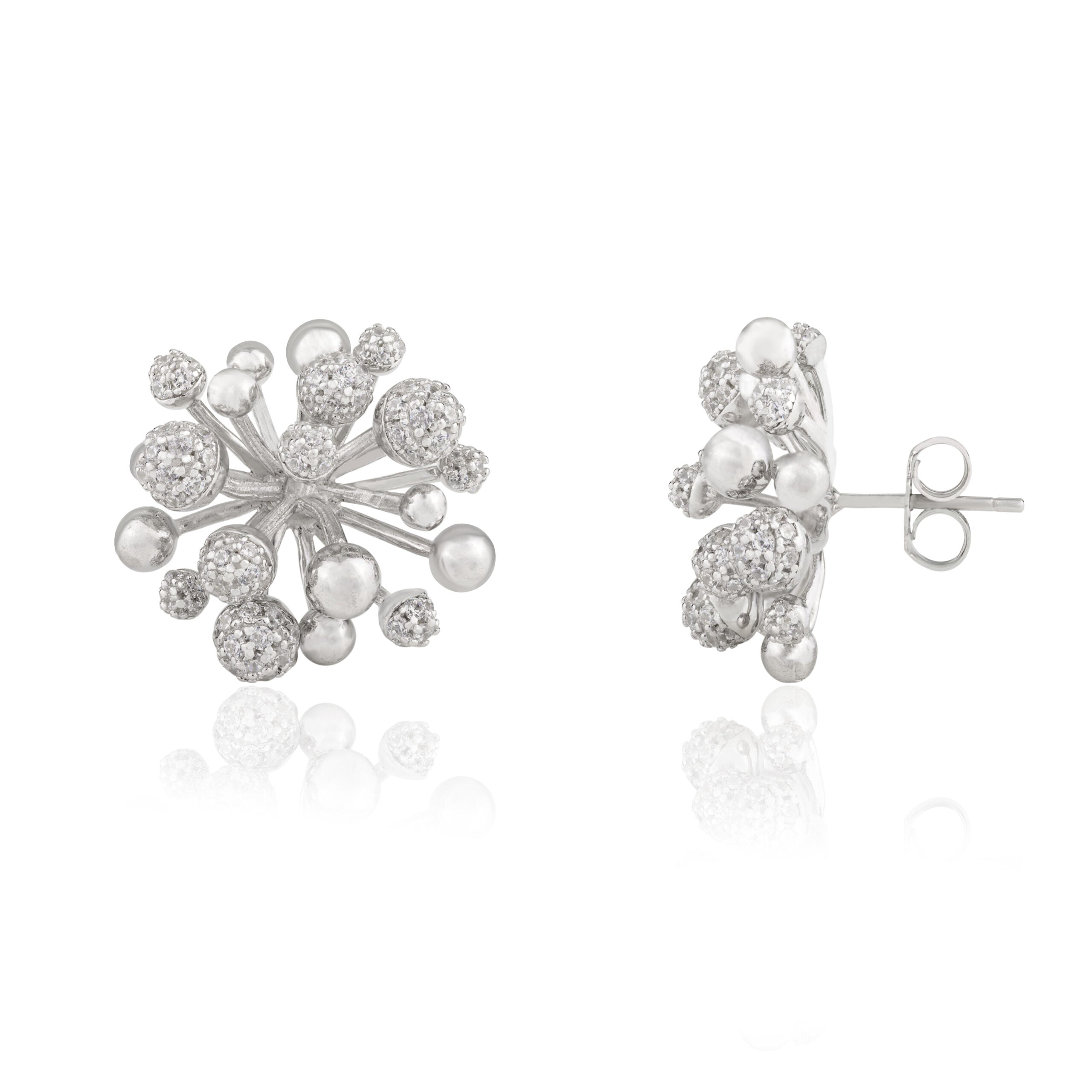 White Gold Coral Diamond Studs