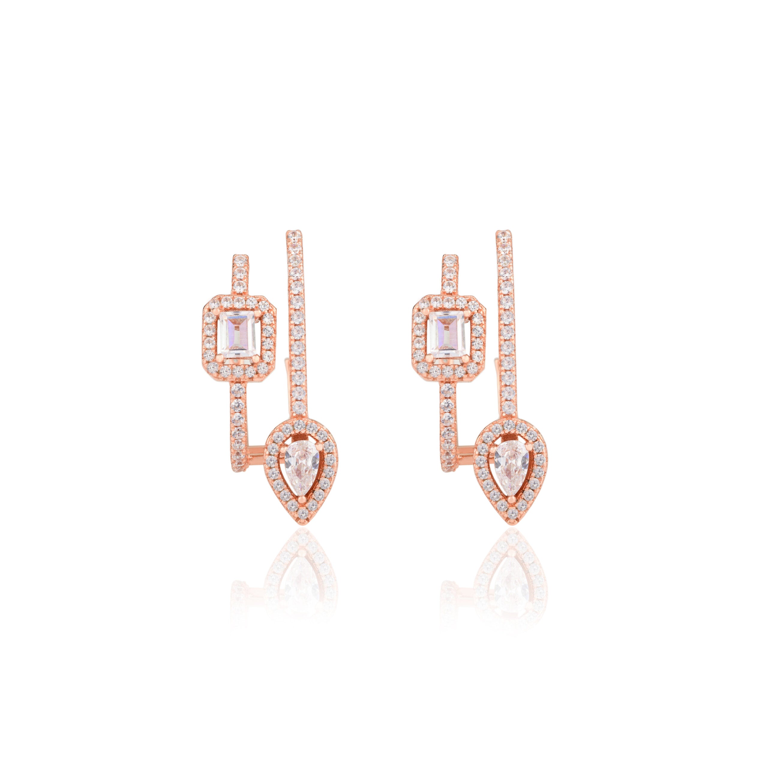 Open Hoops Adorned with Baguette CZ Gemstones