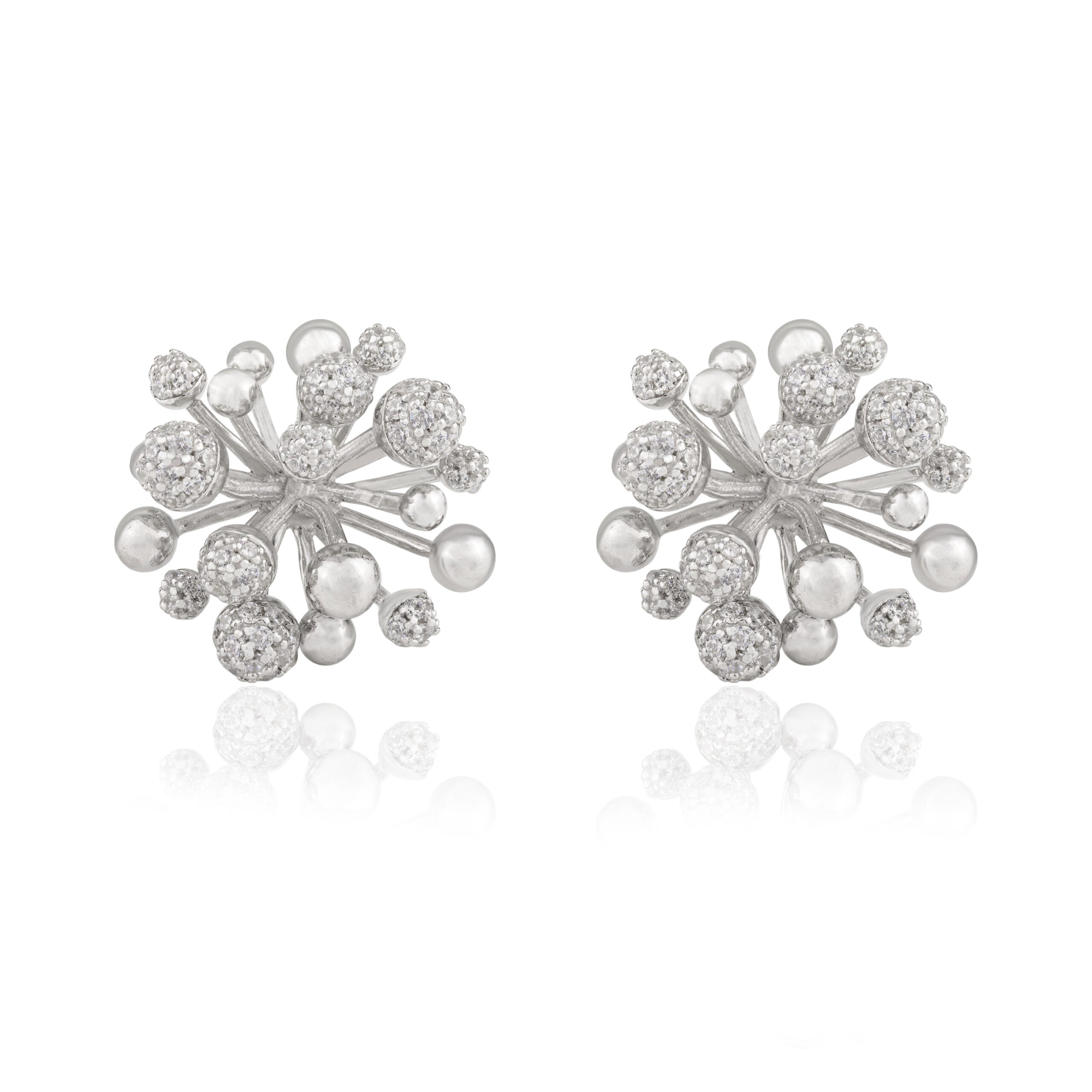 White Gold Coral Diamond Studs