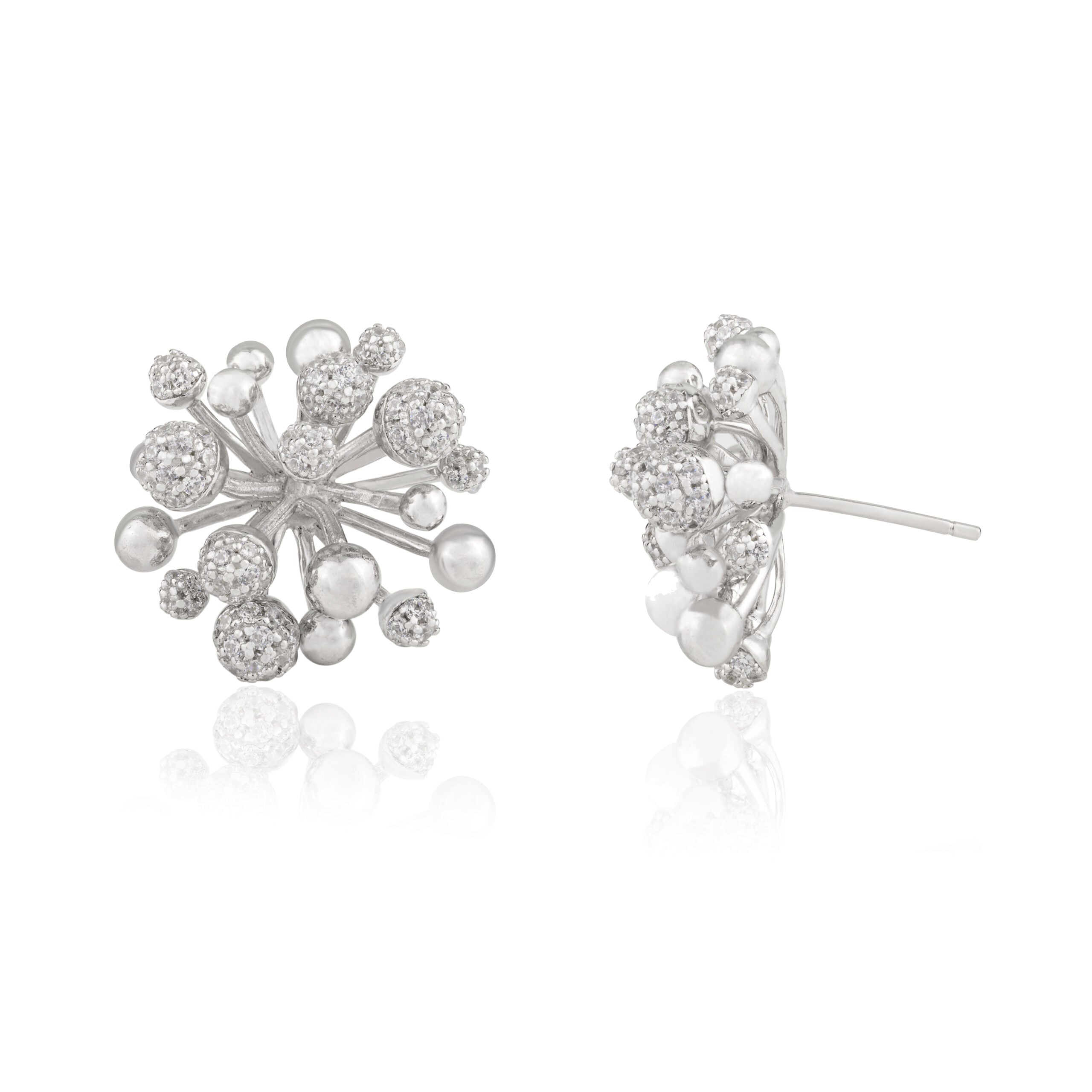 White Gold Coral Diamond Studs