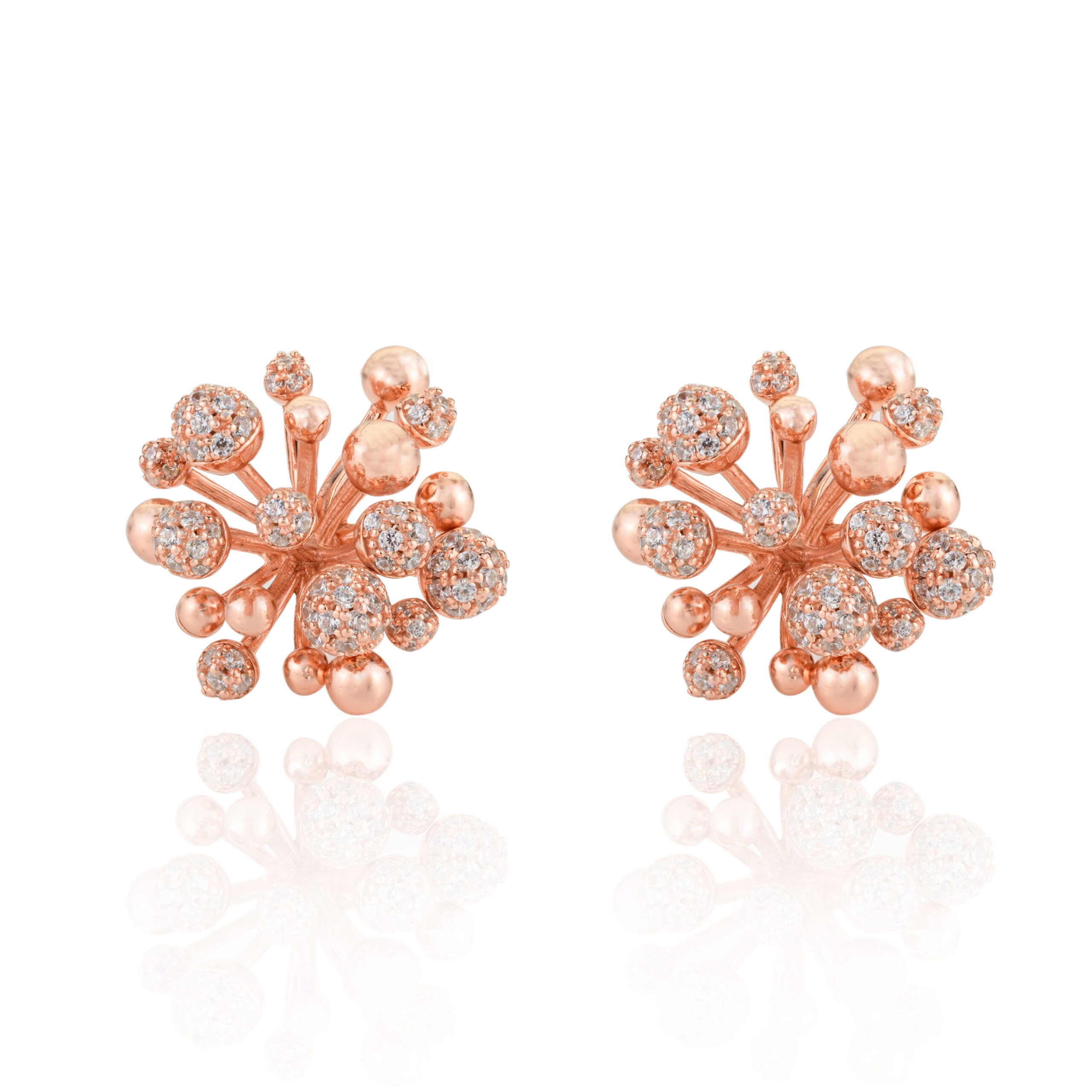 Rose Gold Coral Diamond Studs