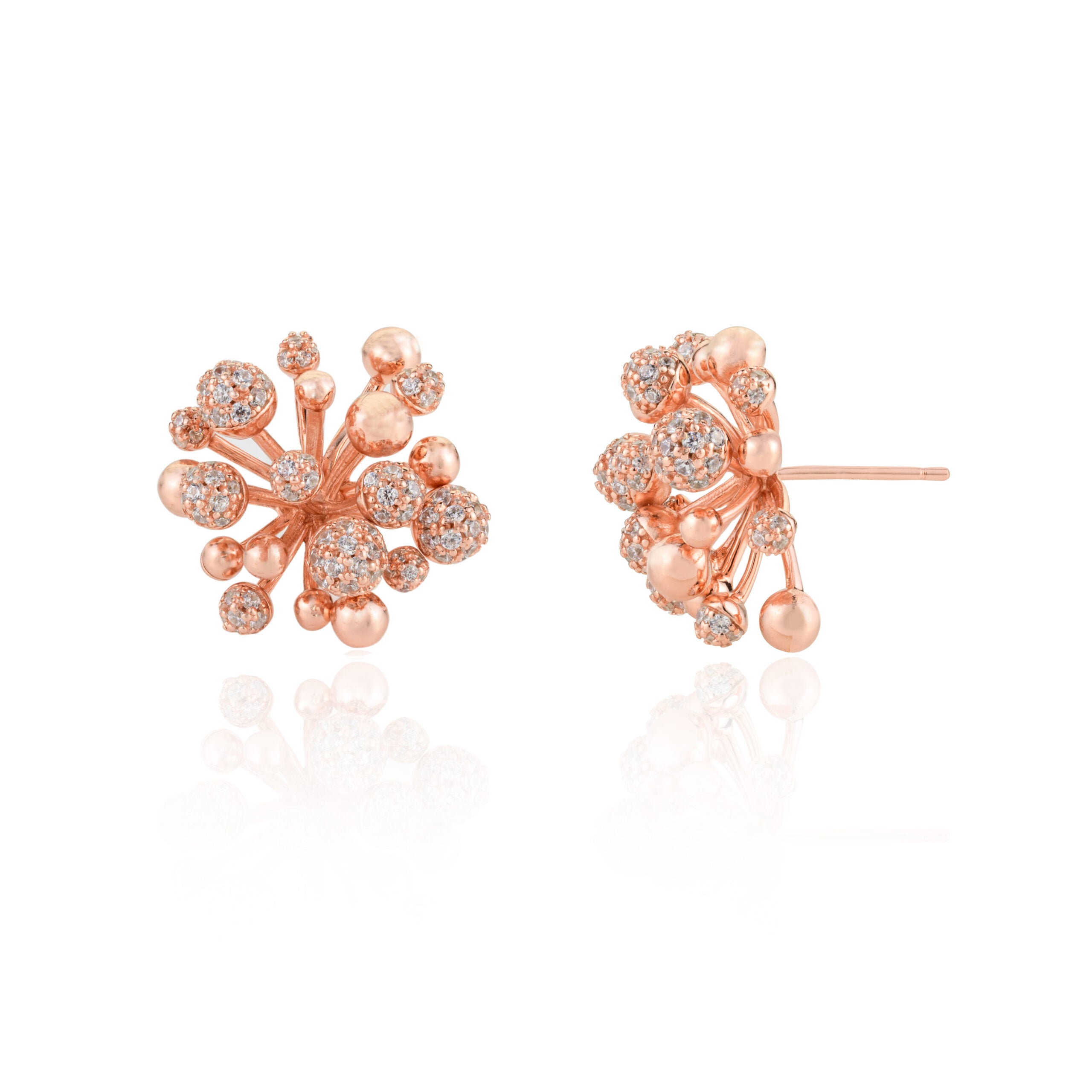 Rose Gold Coral Diamond Studs