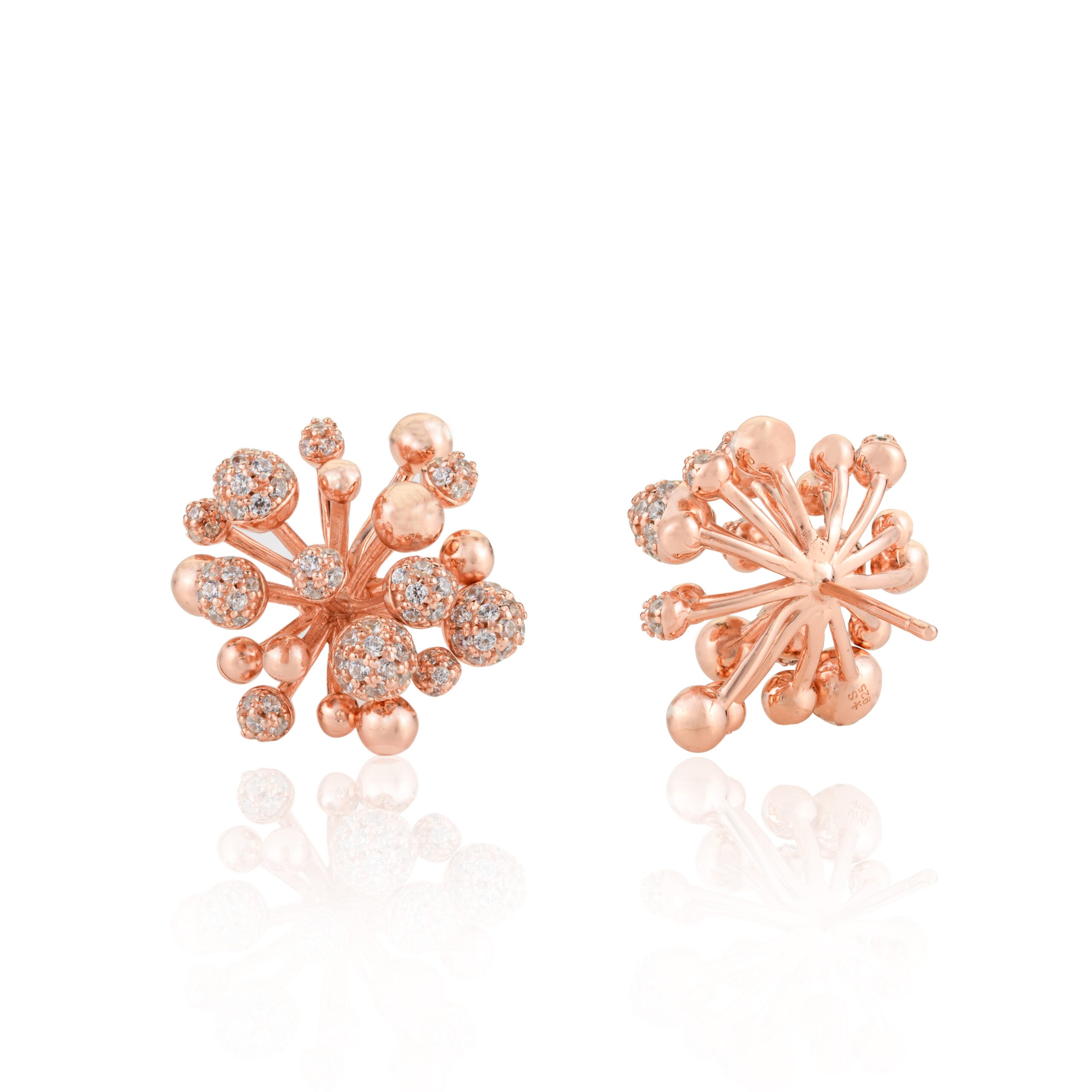 Rose Gold Coral Diamond Studs