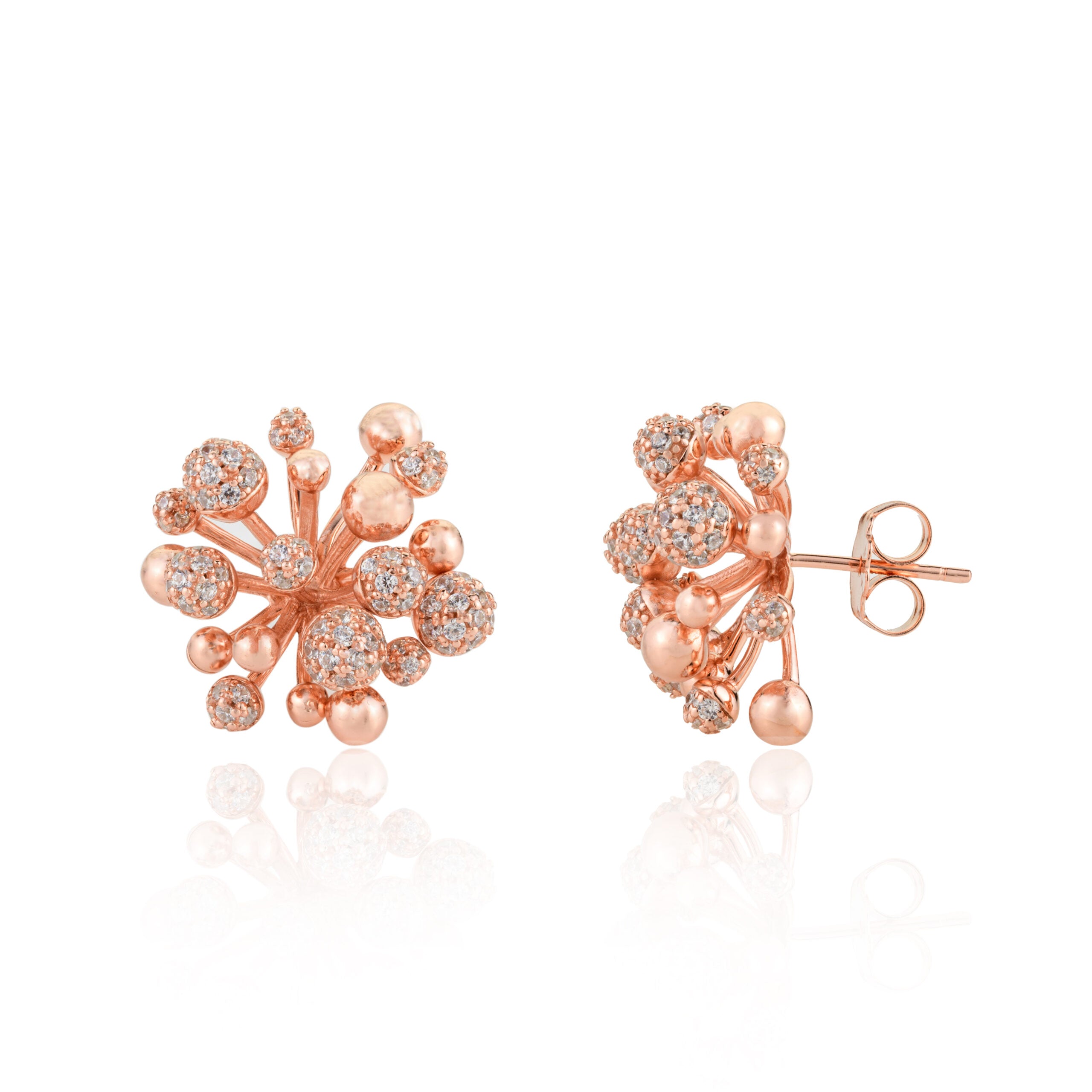 Rose Gold Coral Diamond Studs