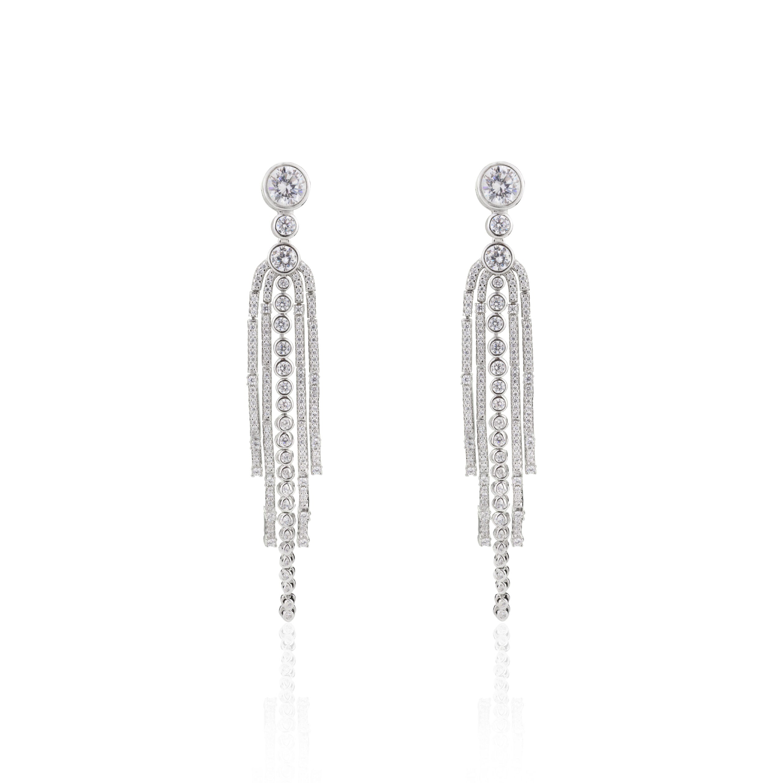 CZ White Gold Statement Danglers