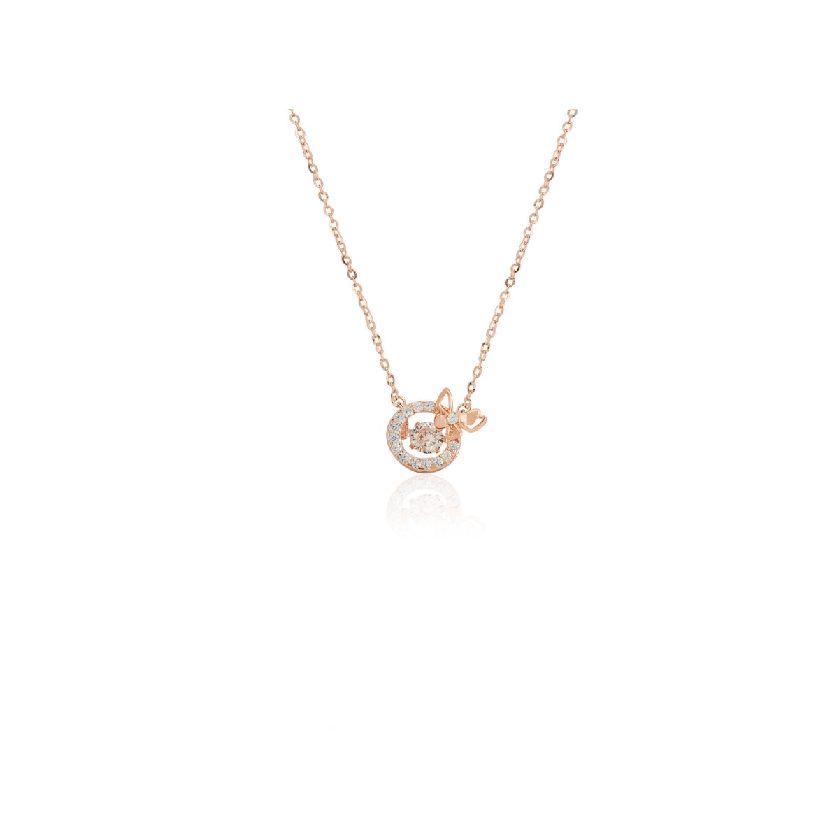 Rose Gold Dainty Charm Necklace with Sparkling Cz Diamonds