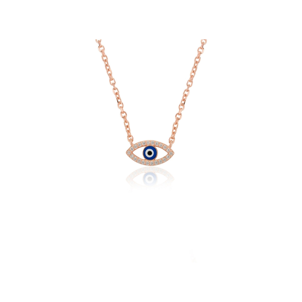 Rose Gold Evil Eye Pendant Necklace