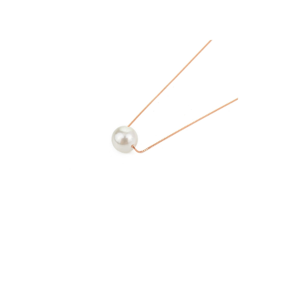 Rose Gold Finish Freshwater Pearl Necklace