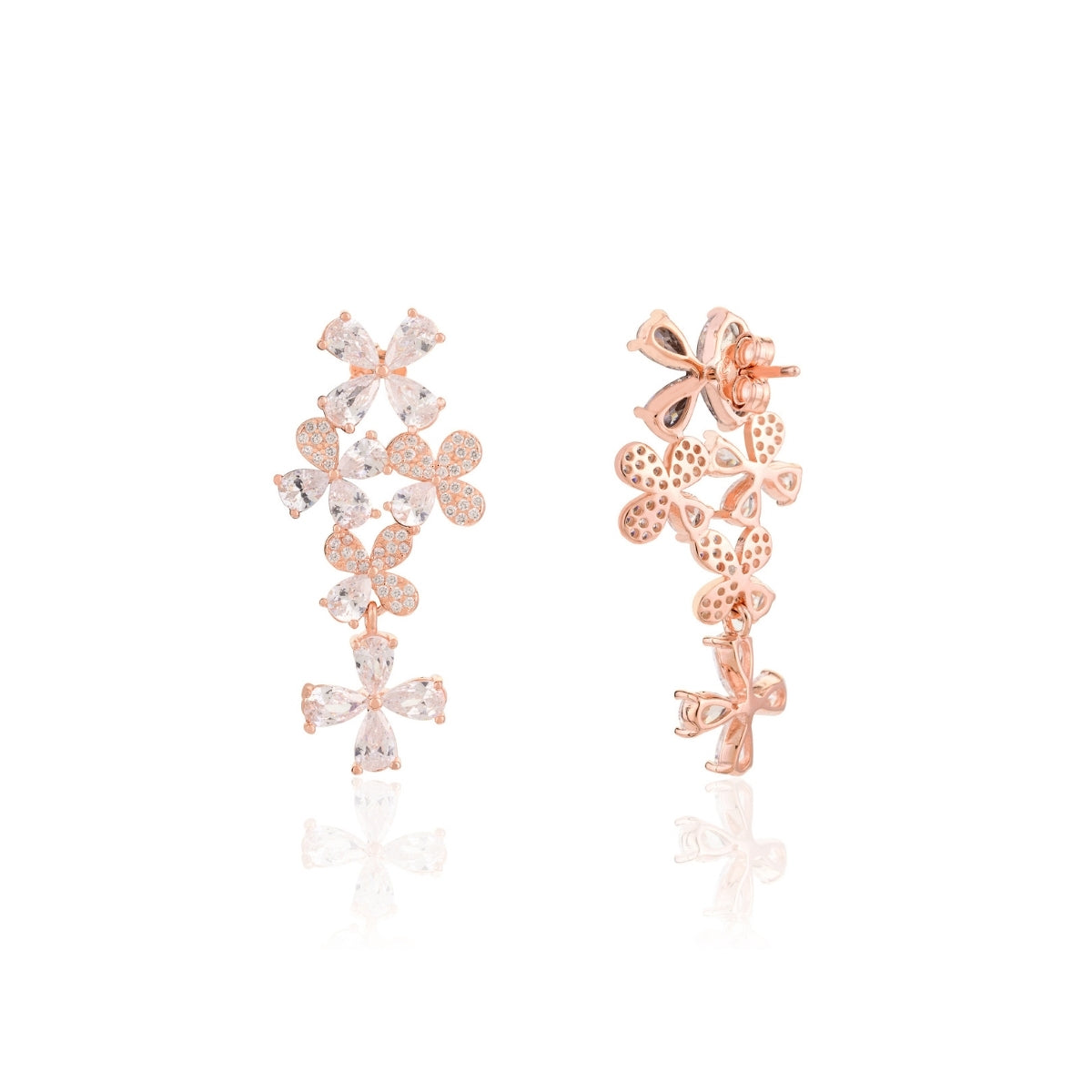 Rose gold Crystal Floral Earrings