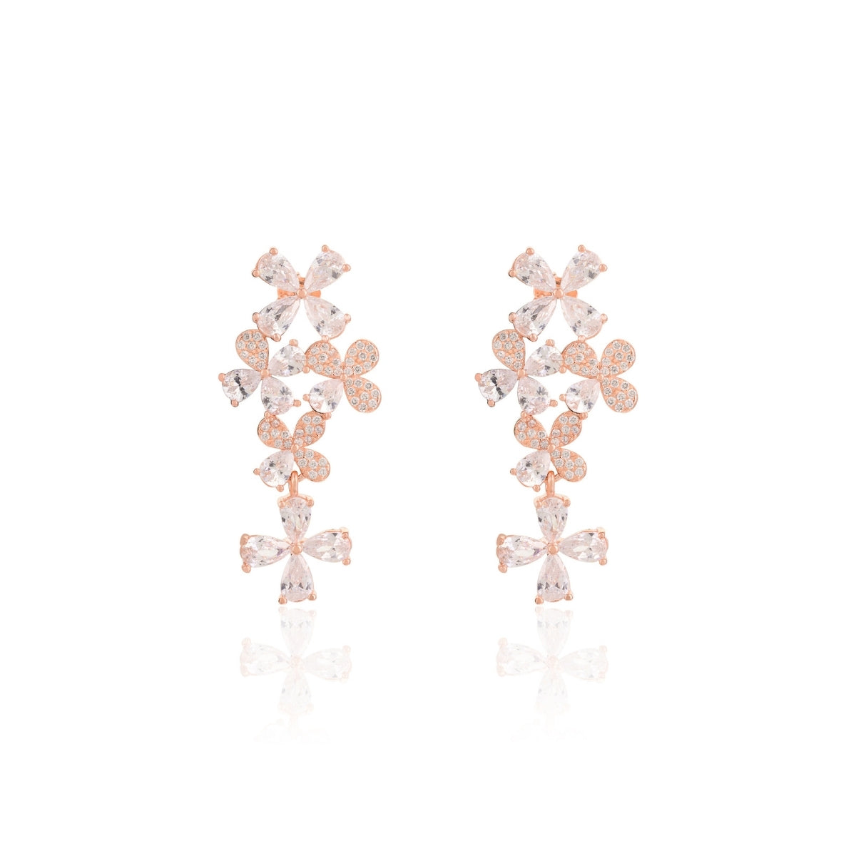 Rose gold Crystal Floral Earrings