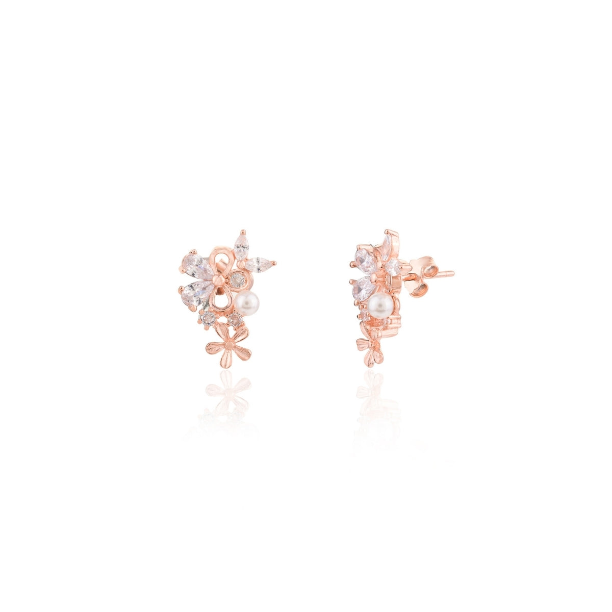 Rose gold Dainty Flower Stud Earrings
