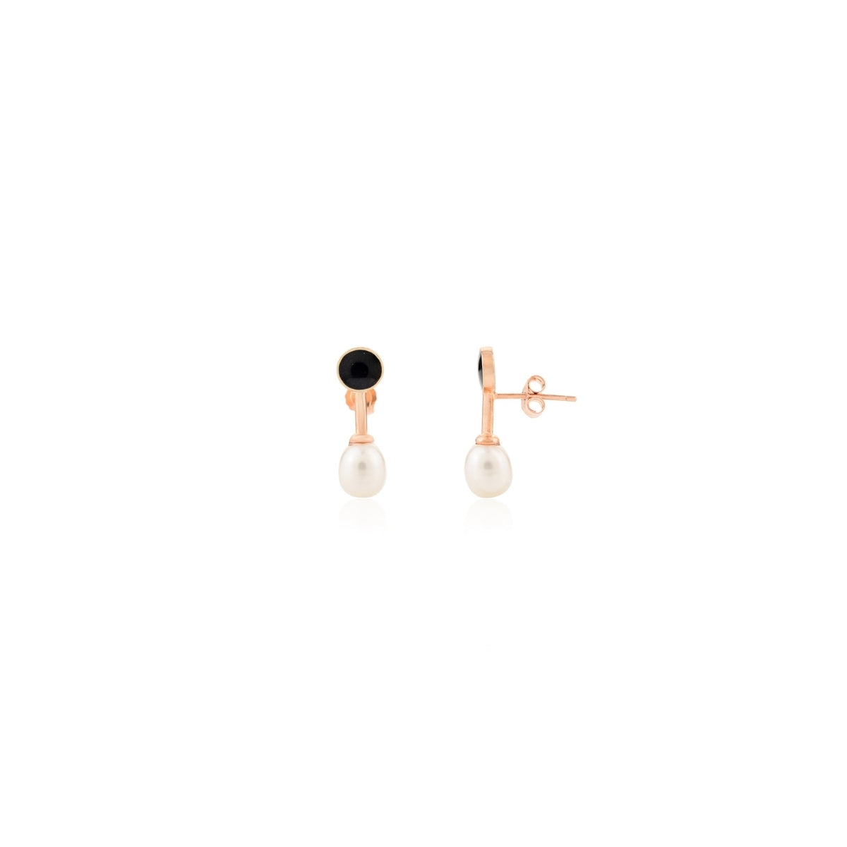 Rose gold Dainty Pearl Drop Silver Stud Earrings