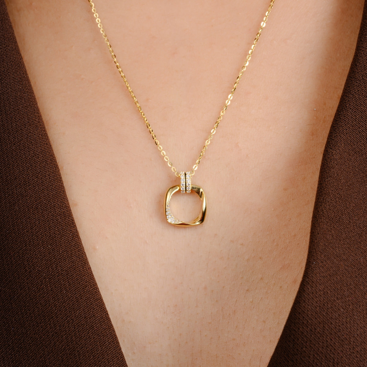 Rose gold Square Pendant Necklace