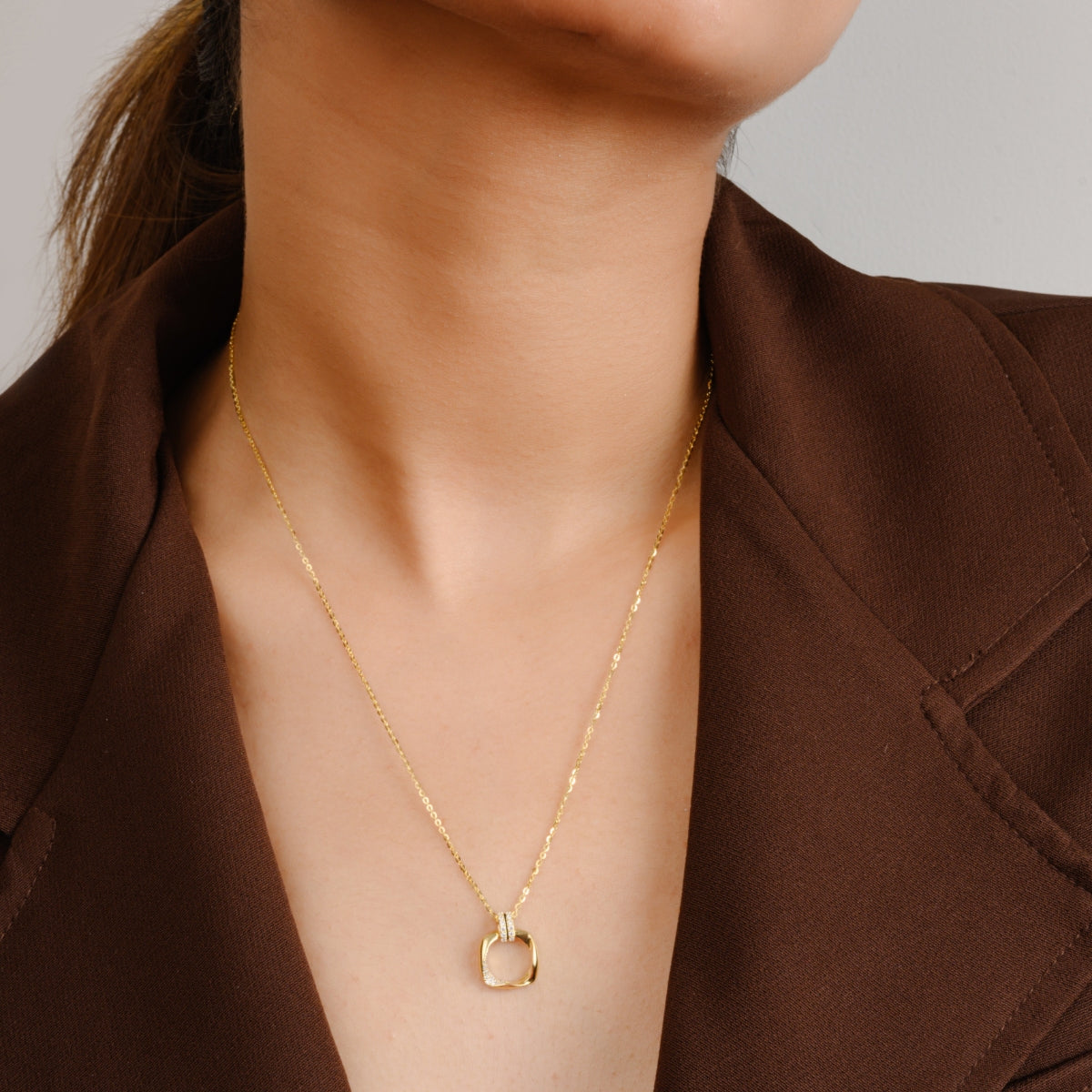 Rose gold Square Pendant Necklace