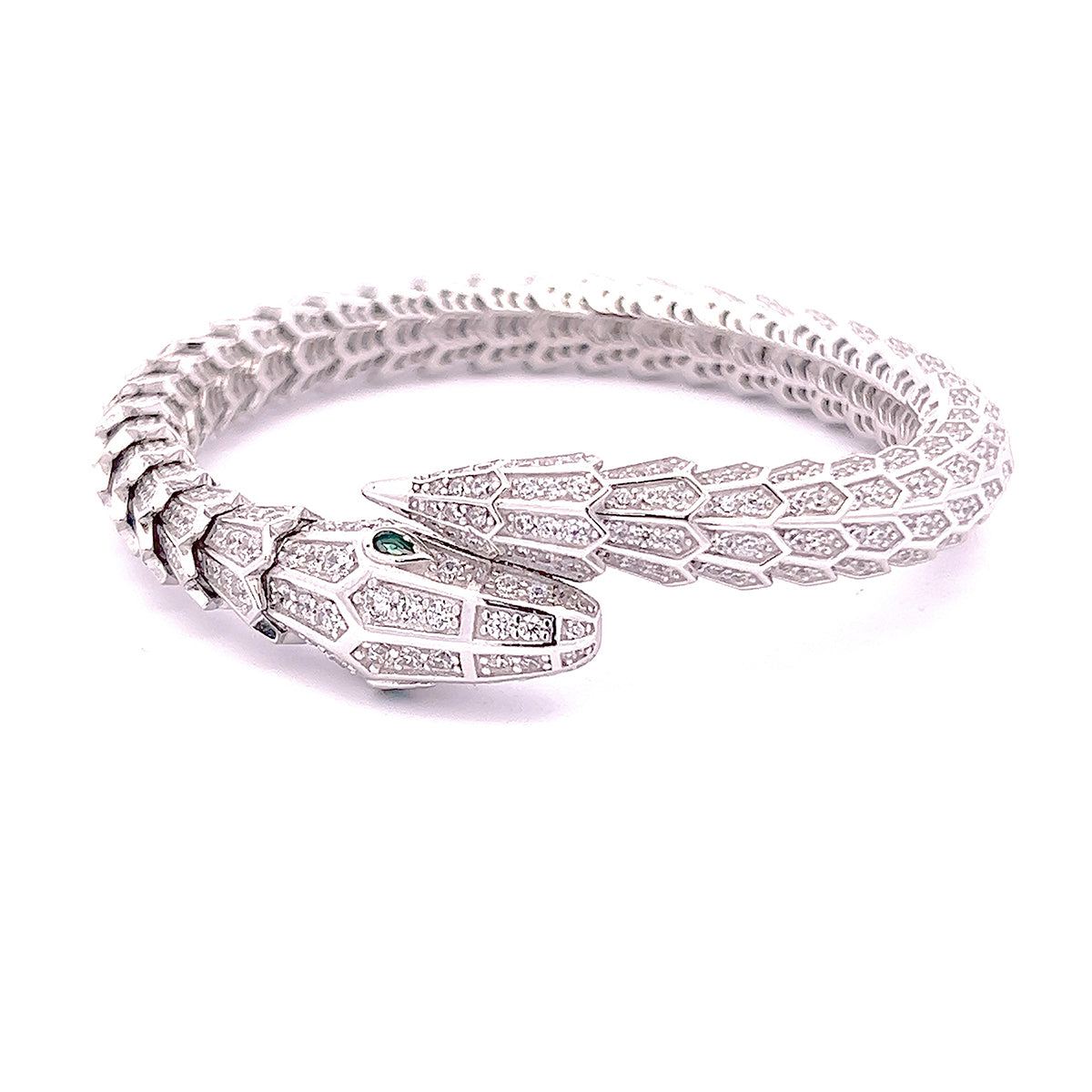 METALM Snake Diamond Bracelet in 925 Silver for Women