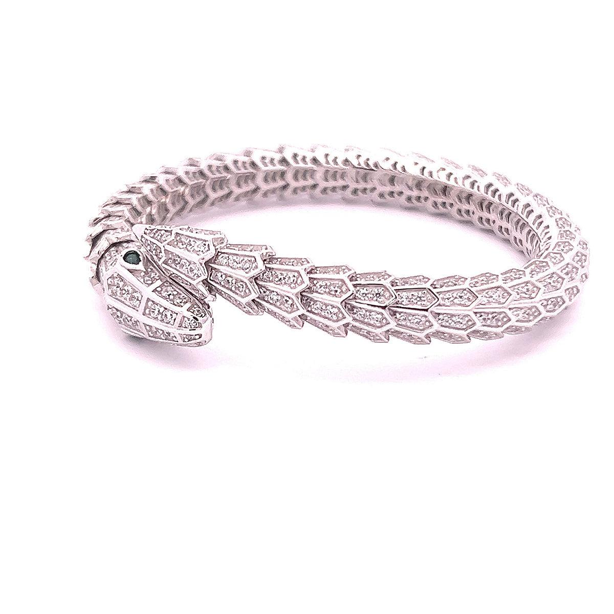 METALM Snake Diamond Bracelet in 925 Silver for Women