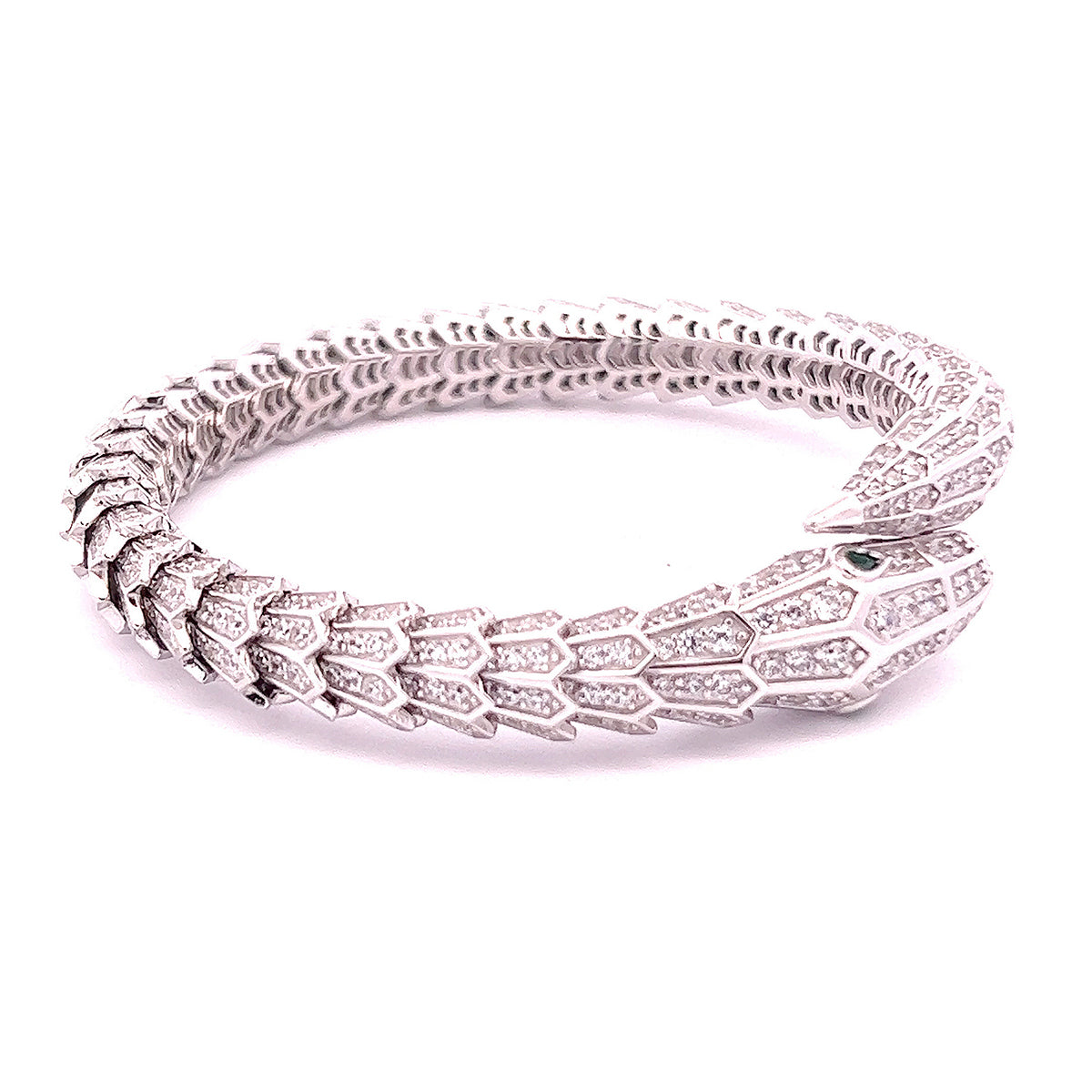 METALM Snake Diamond Bracelet in 925 Silver for Women