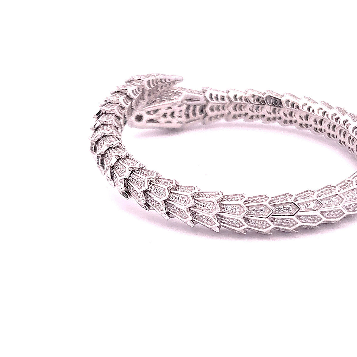 METALM Snake Diamond Bracelet in 925 Silver for Women