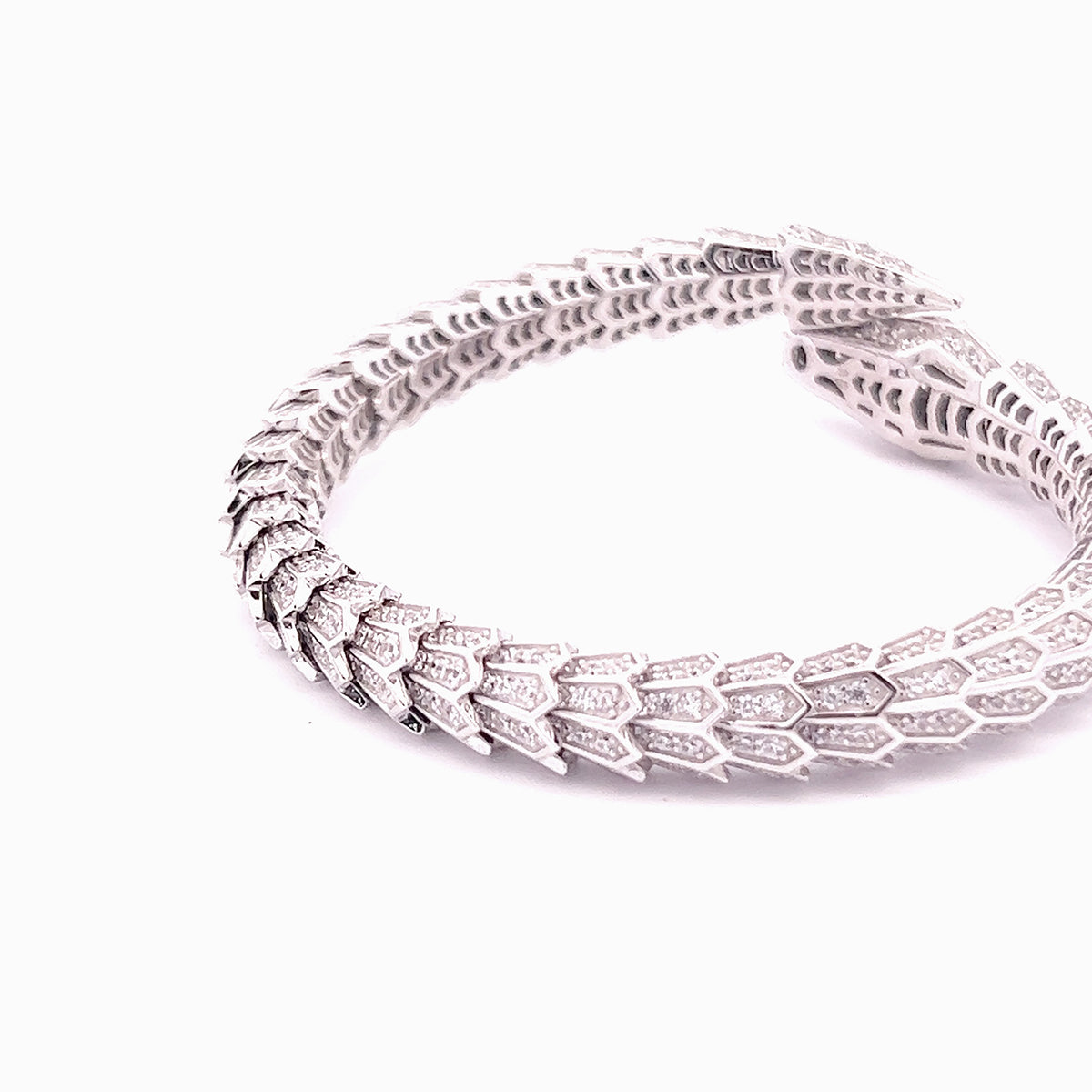 METALM Snake Diamond Bracelet in 925 Silver for Women