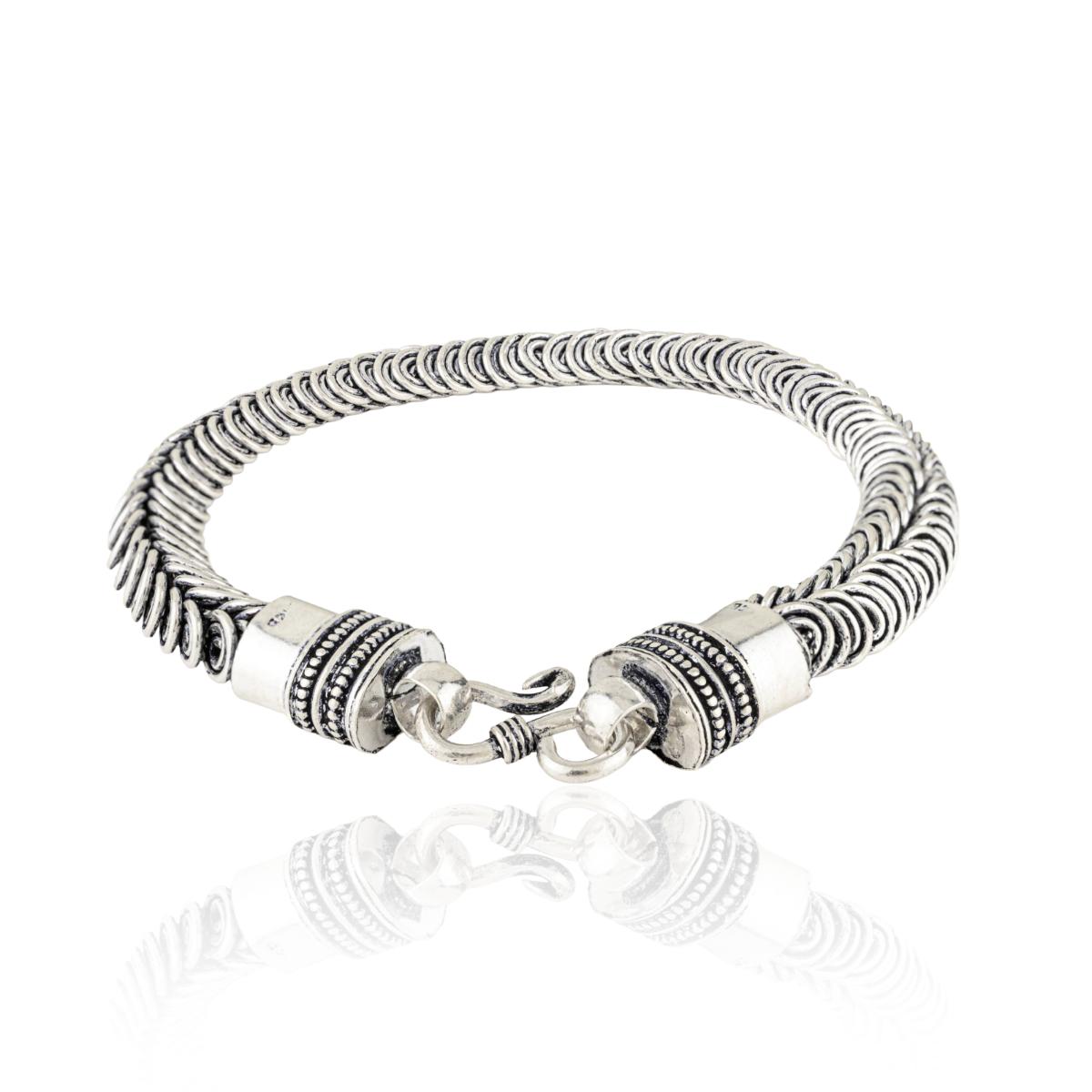 Sterling Silver Heavy Oxidized Dragon Bone Bracelet