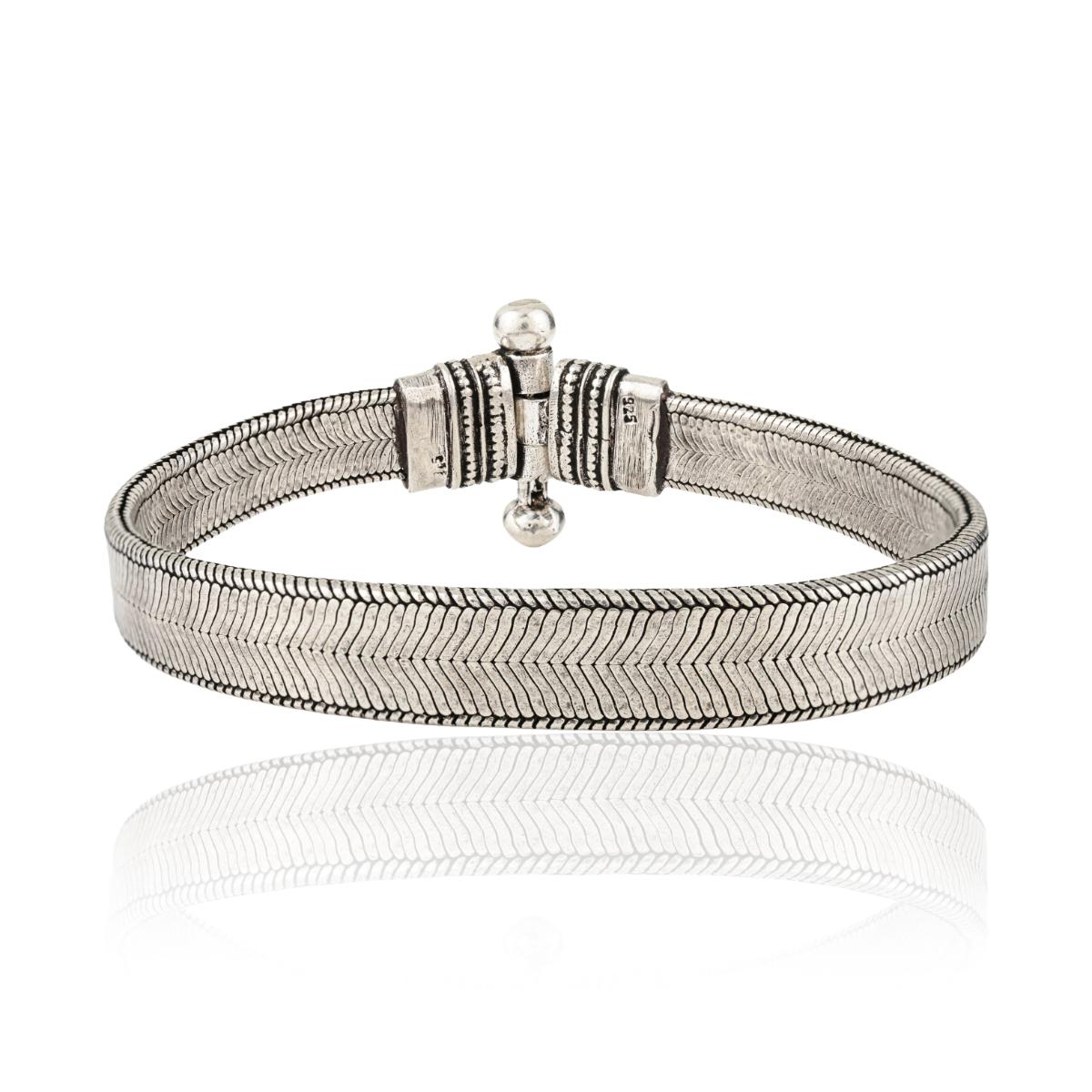 925 Sterling Silver Oxidized Handcrafted Wide Bracelet