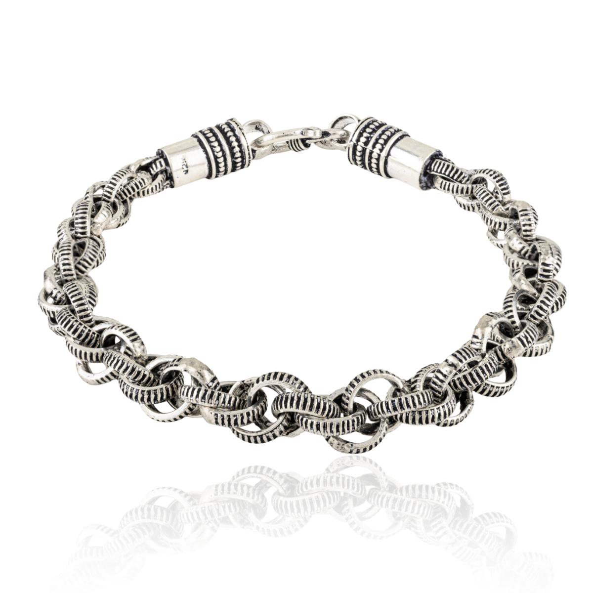 925 Sterling Silver Oxidized Handmade Link Bracelet