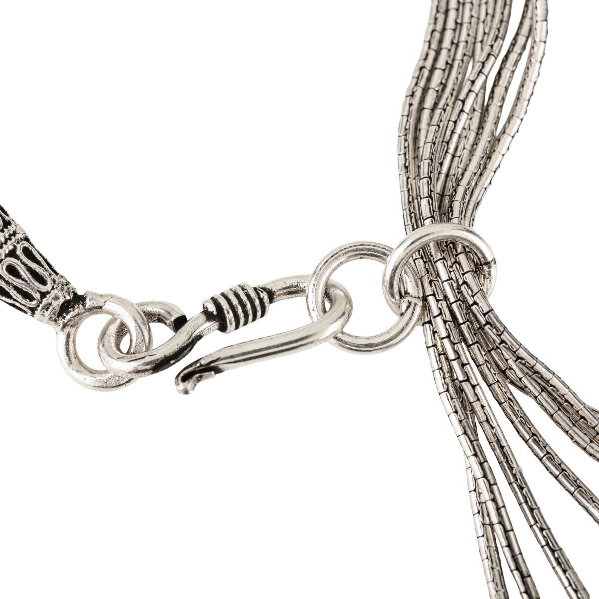 Sterling Silver Multi-Strand Bracelet with Floral Tassel Charms