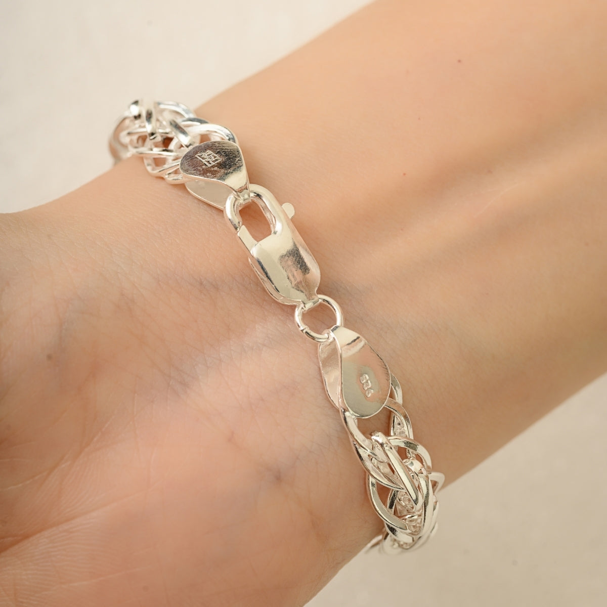 Sterling Silver Wide Woven Mesh High Polish Braided Chain Bracelet