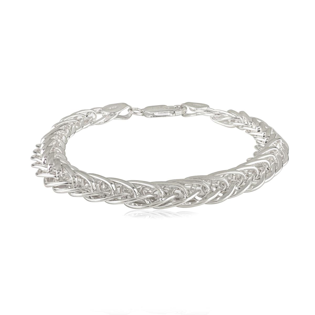 Sterling Silver Wide Woven Mesh High Polish Braided Chain Bracelet