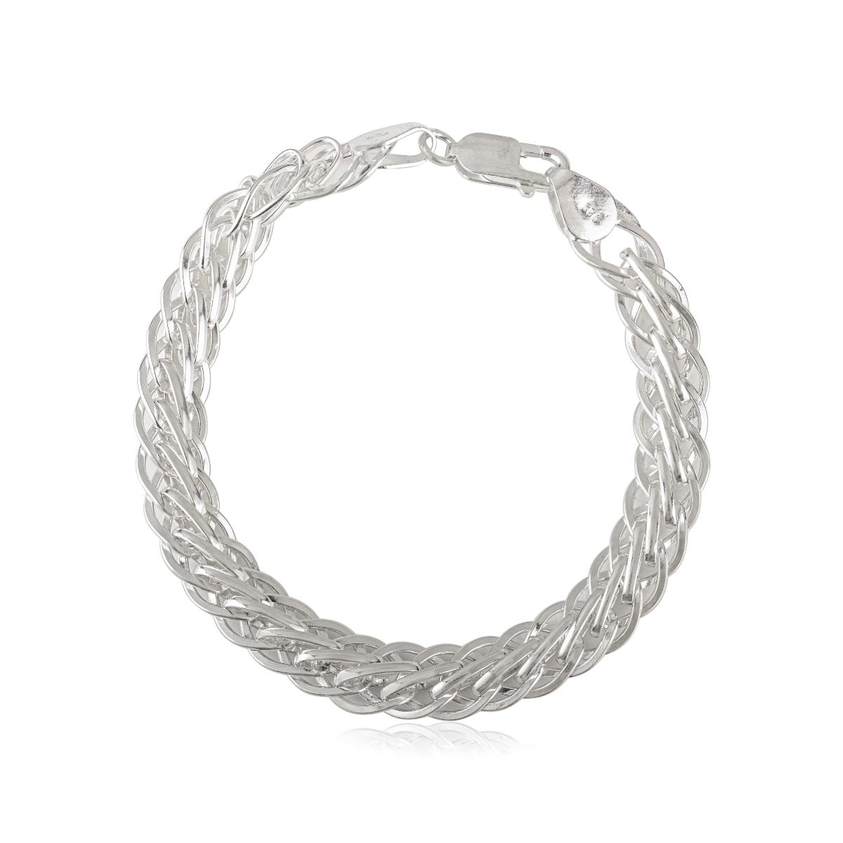 Sterling Silver Wide Woven Mesh High Polish Braided Chain Bracelet