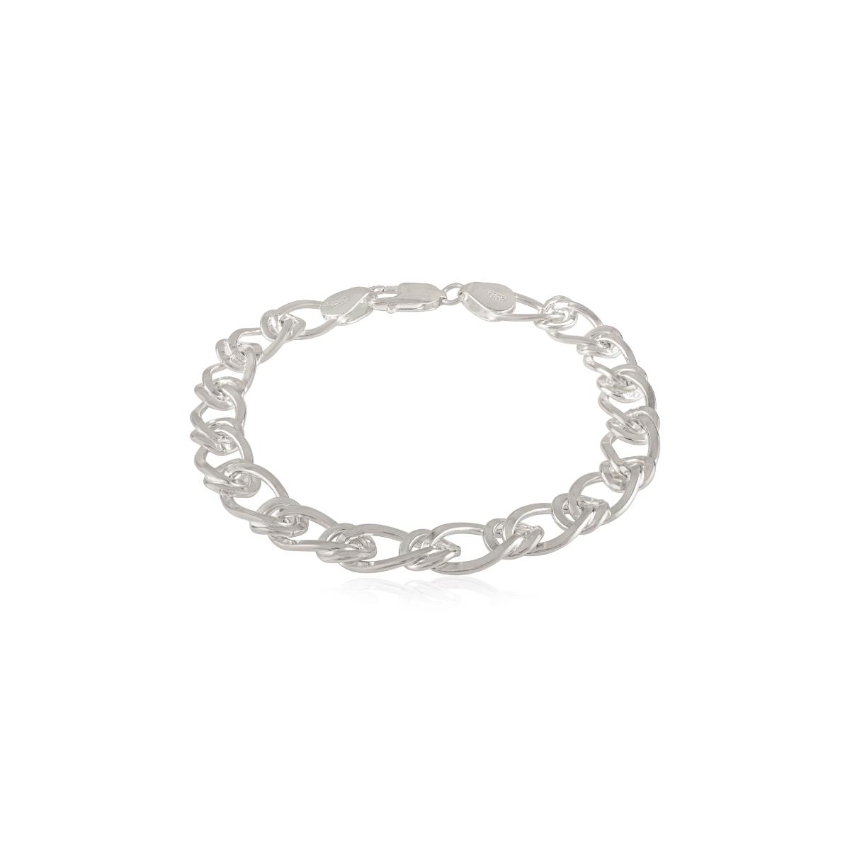 Solid 925 Silver Flat Double Everyday Link Chain Bracelet
