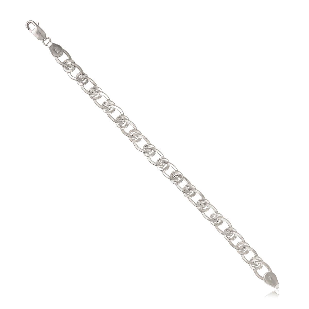 Solid 925 Silver Flat Double Everyday Link Chain Bracelet