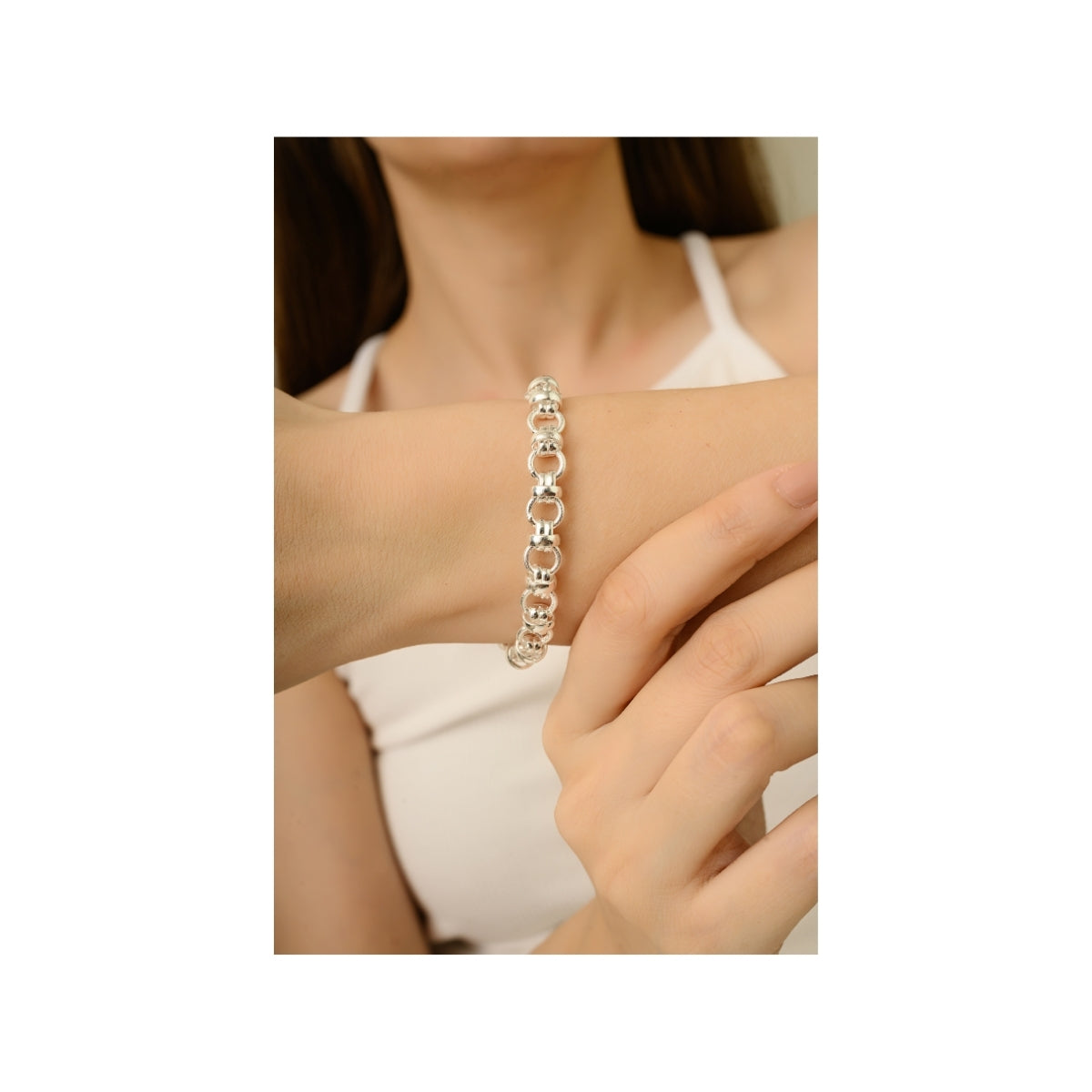 Chunky Silver Stardust Link Chain Bracelet