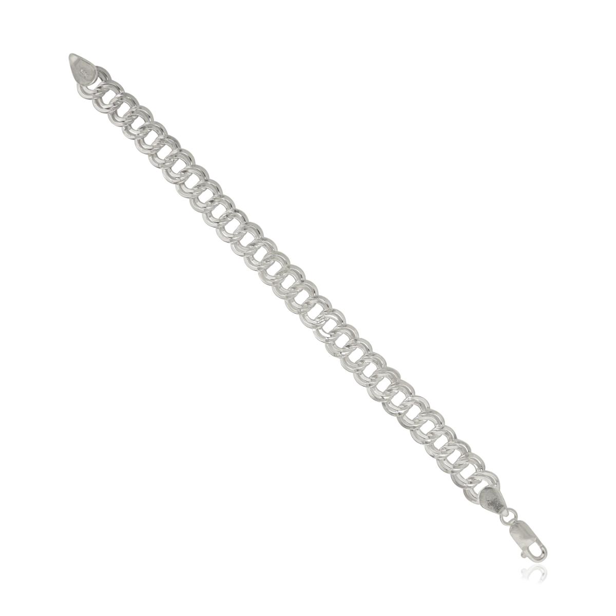 Heavy Mens Silver Chain Bracelet - Chunky Twin Curb Design