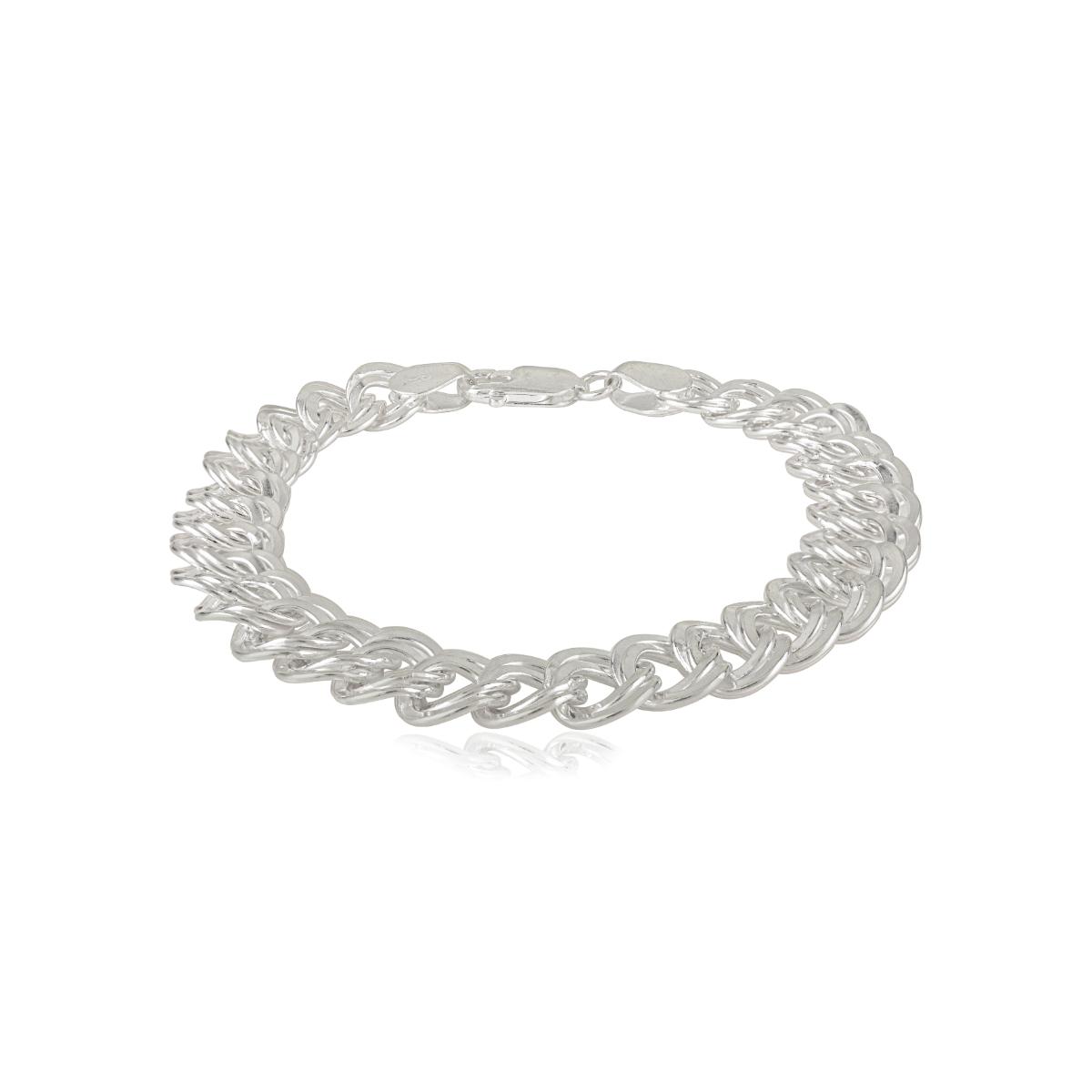 Heavy Mens Silver Chain Bracelet - Chunky Twin Curb Design