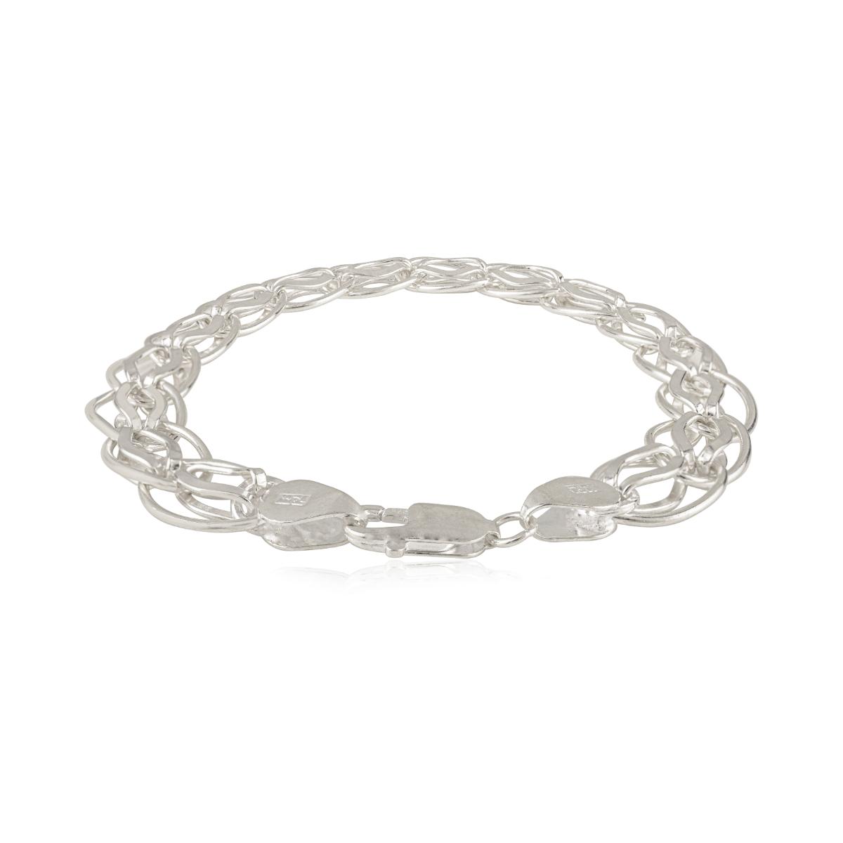 Sterling Silver Fancy Double Oval Bracelet | Interlocking Marquise Link