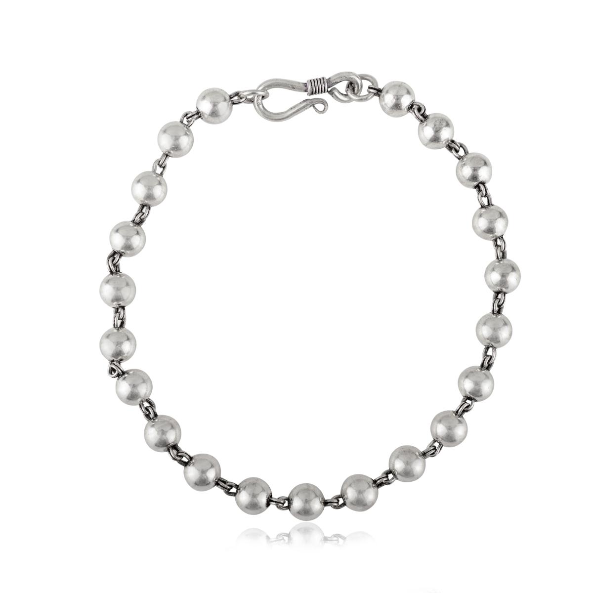Trendy 925 Silver Beaded Ball Chain Bracelet for Women
