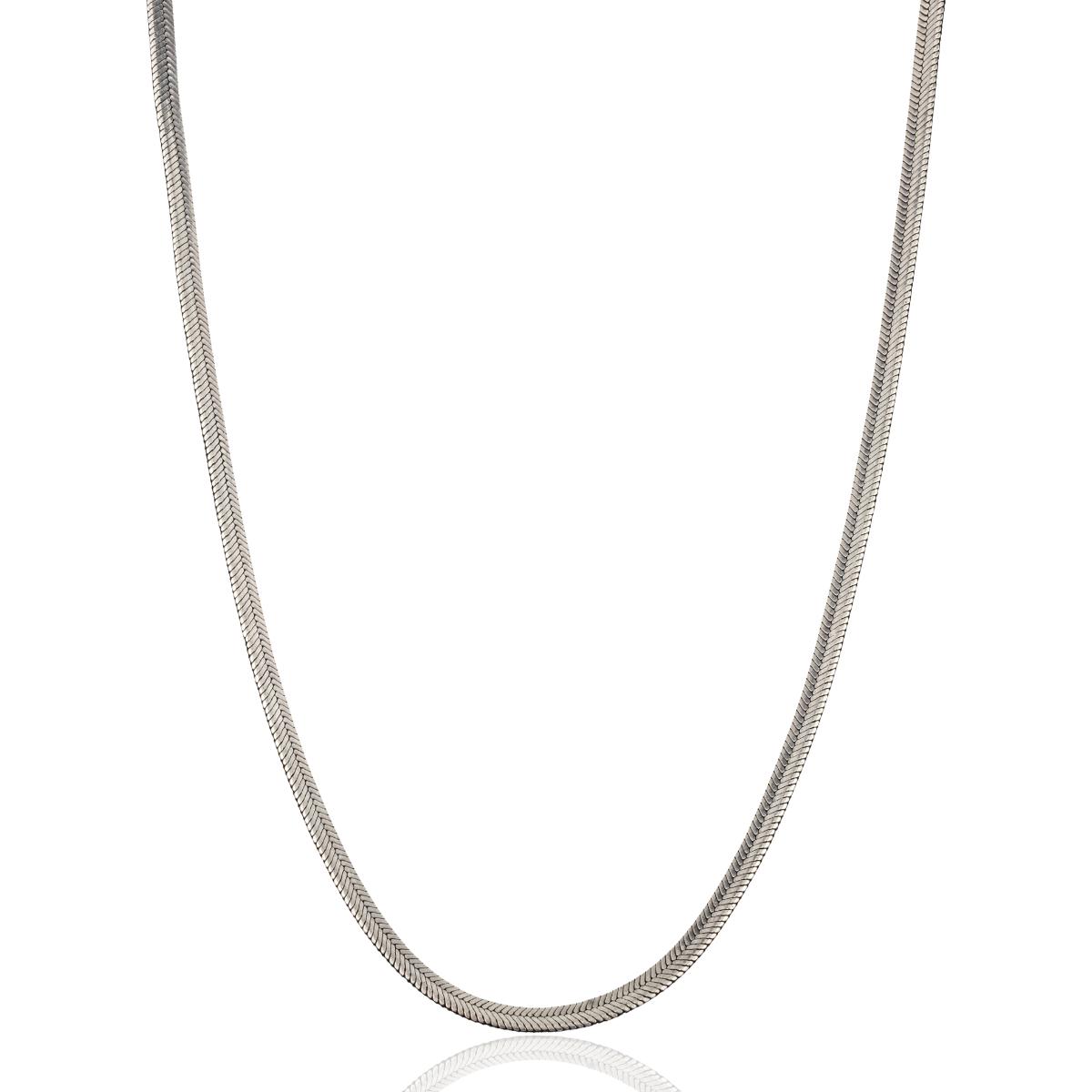 Sleek Silver Herringbone Unisex Necklace with Artisan Clasp
